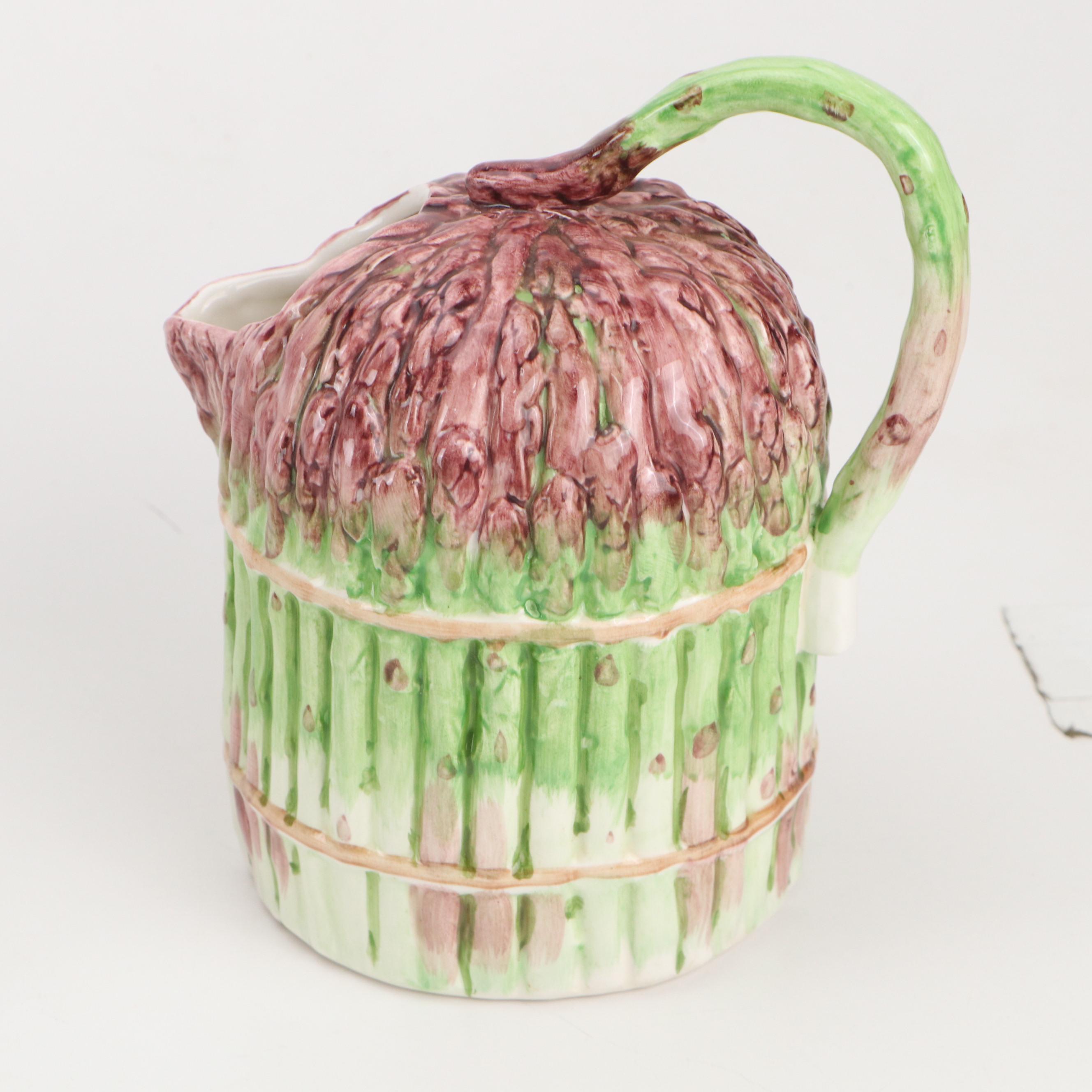 Fitz and Floyd "Asparagus" with Other Plate, Tray and Pitcher