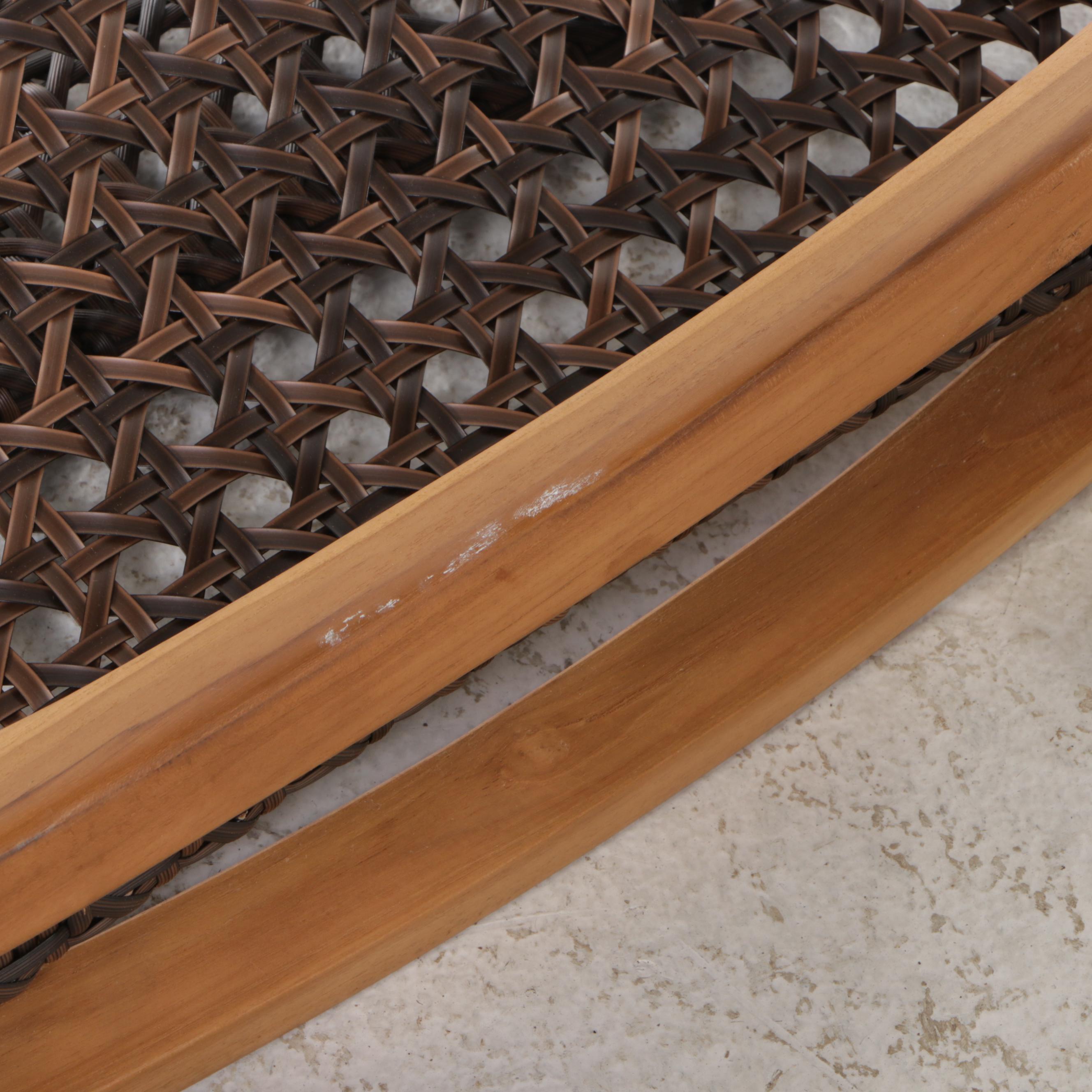 Danish Modern Style Folding Teak Chair with Woven Resin Cane Back and Seat