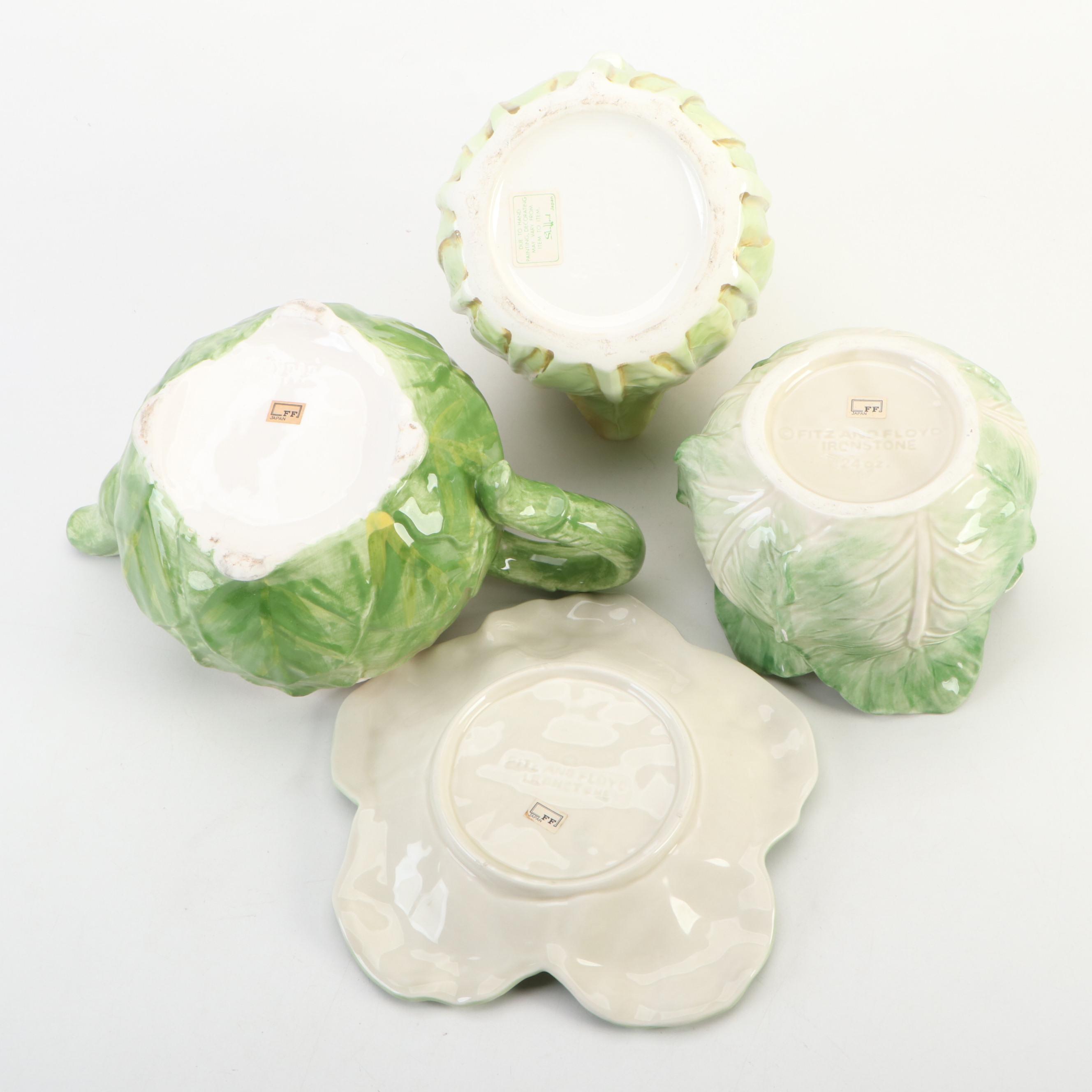 Fitz & Floyd Majolica Ironstone Tableware with Shafford Porcelain Pitcher