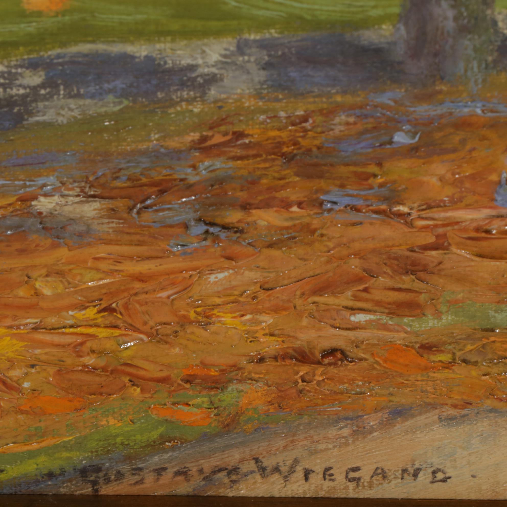 Gustave Wiegand Autumn Forest Path Impressionist Textured Oil Painting