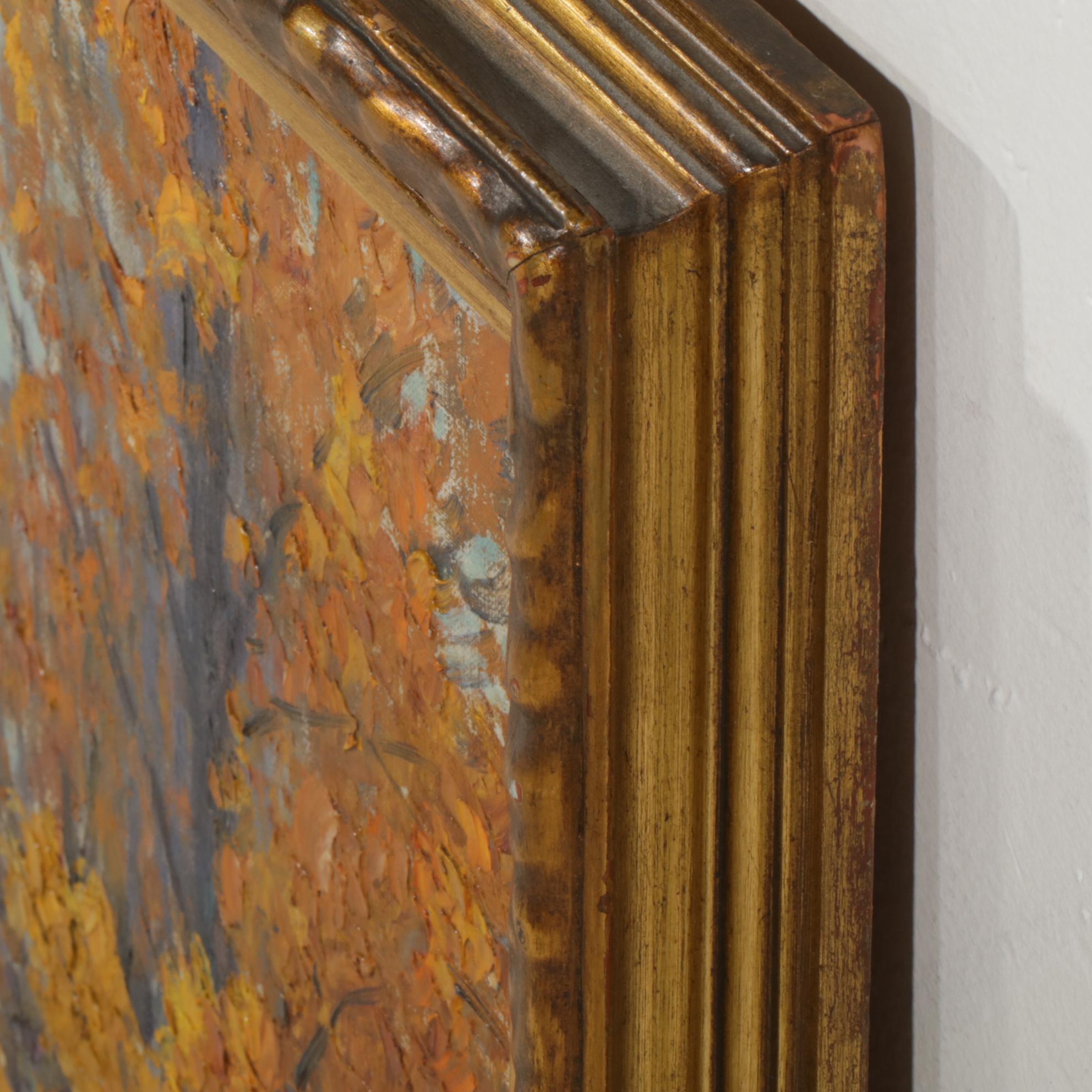 Gustave Wiegand Autumn Forest Path Impressionist Textured Oil Painting