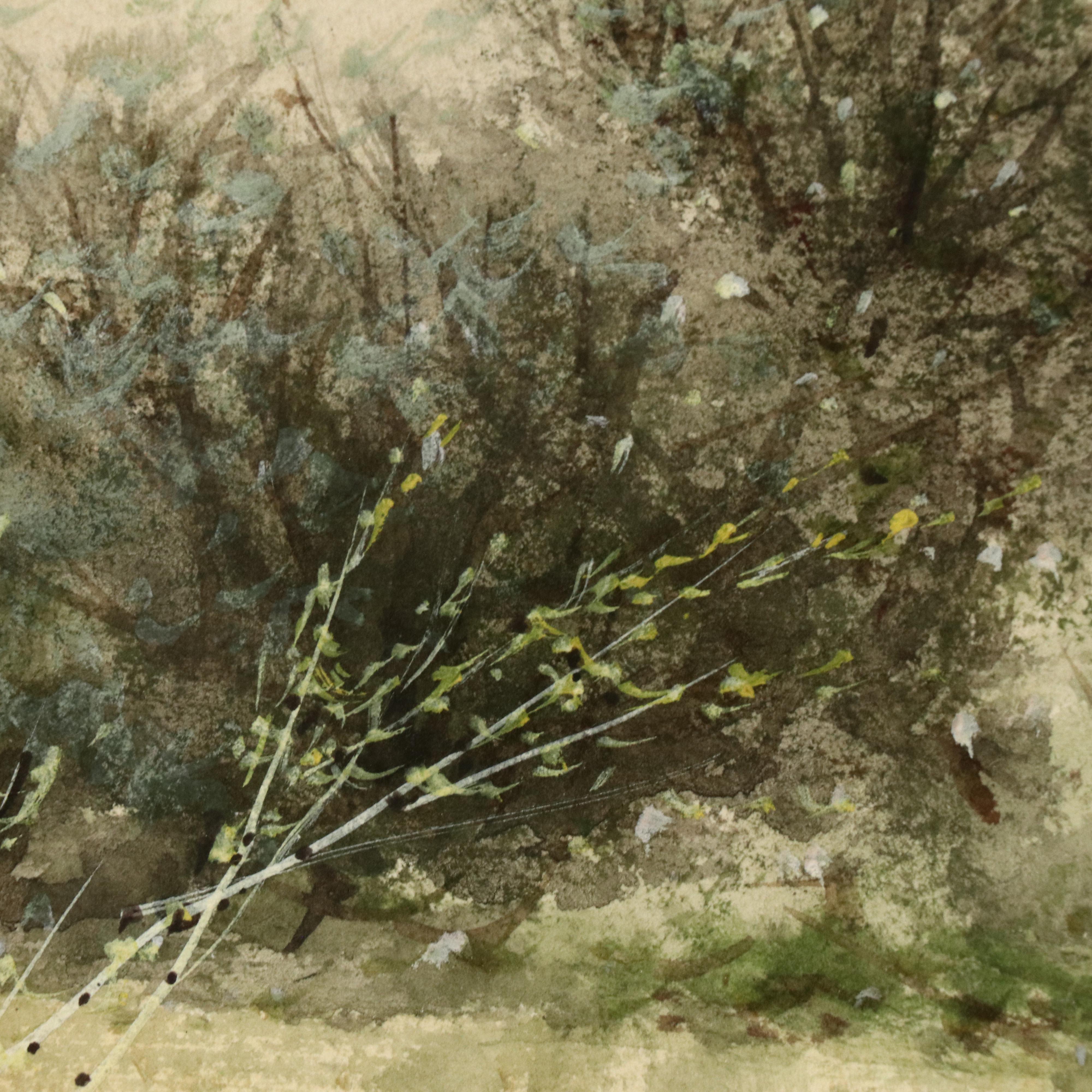 Sydney A. Mulholland Watercolor and Gouache Painting of Field Workers