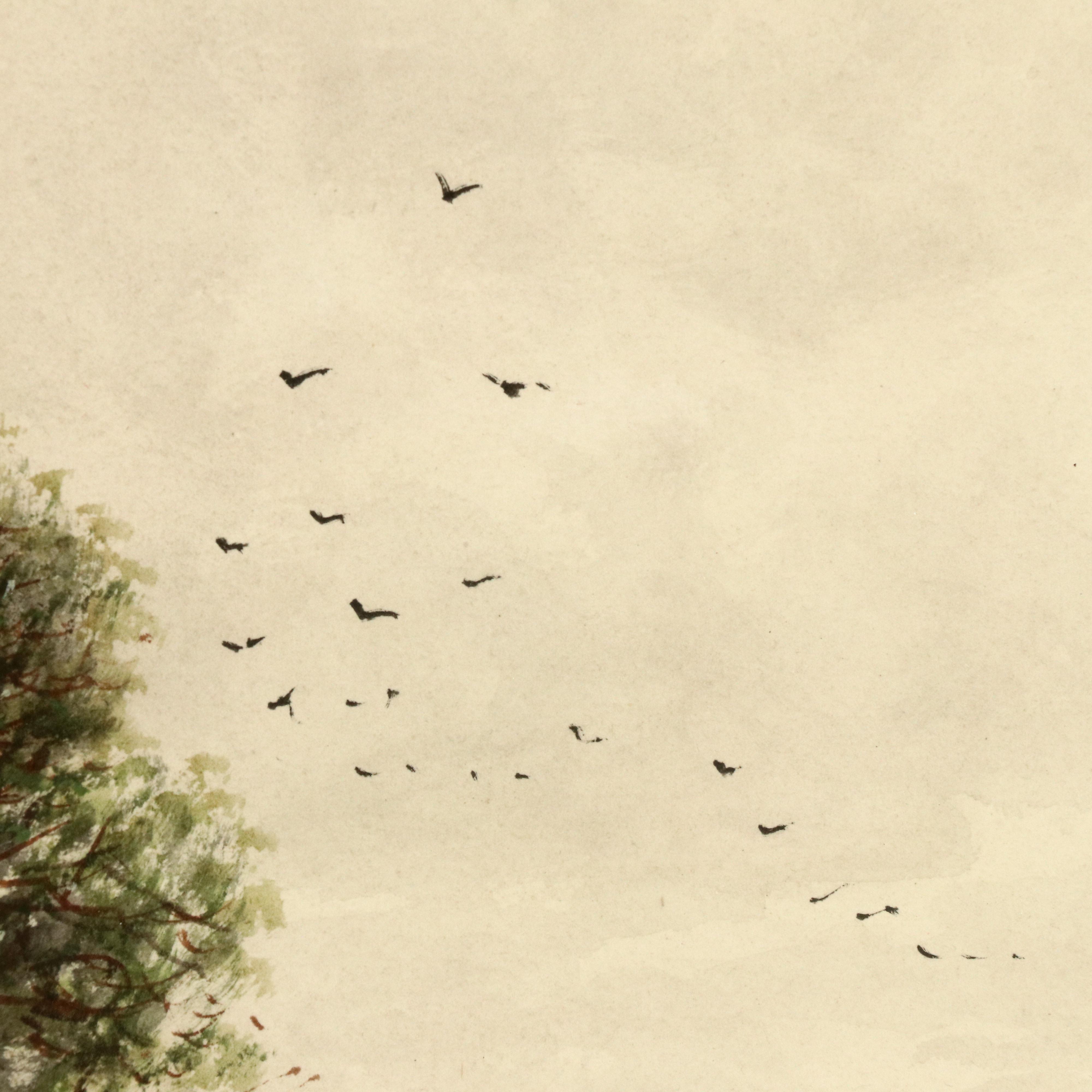 Sydney A. Mulholland Watercolor and Gouache Painting of Field Workers