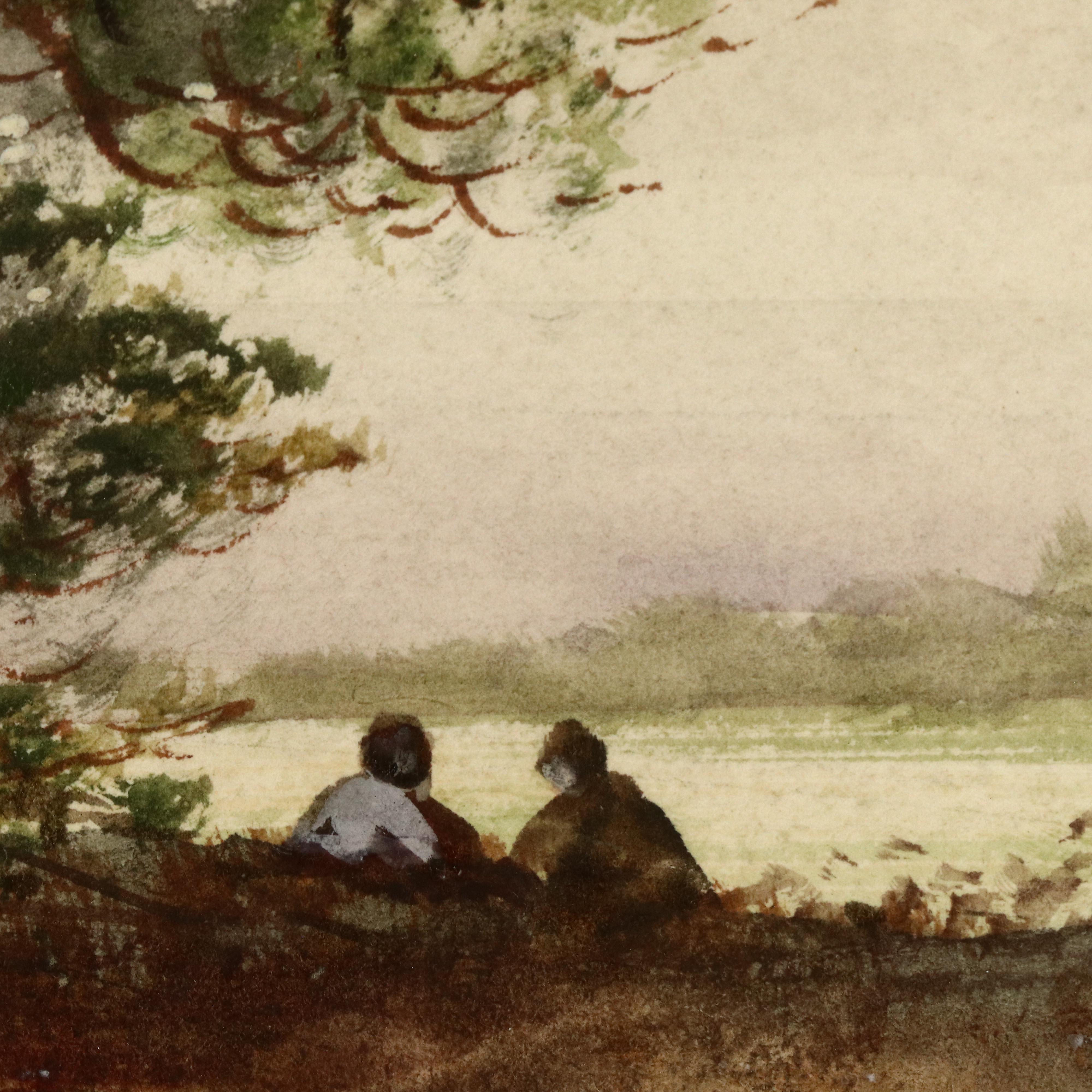 Sydney A. Mulholland Watercolor and Gouache Painting of Field Workers