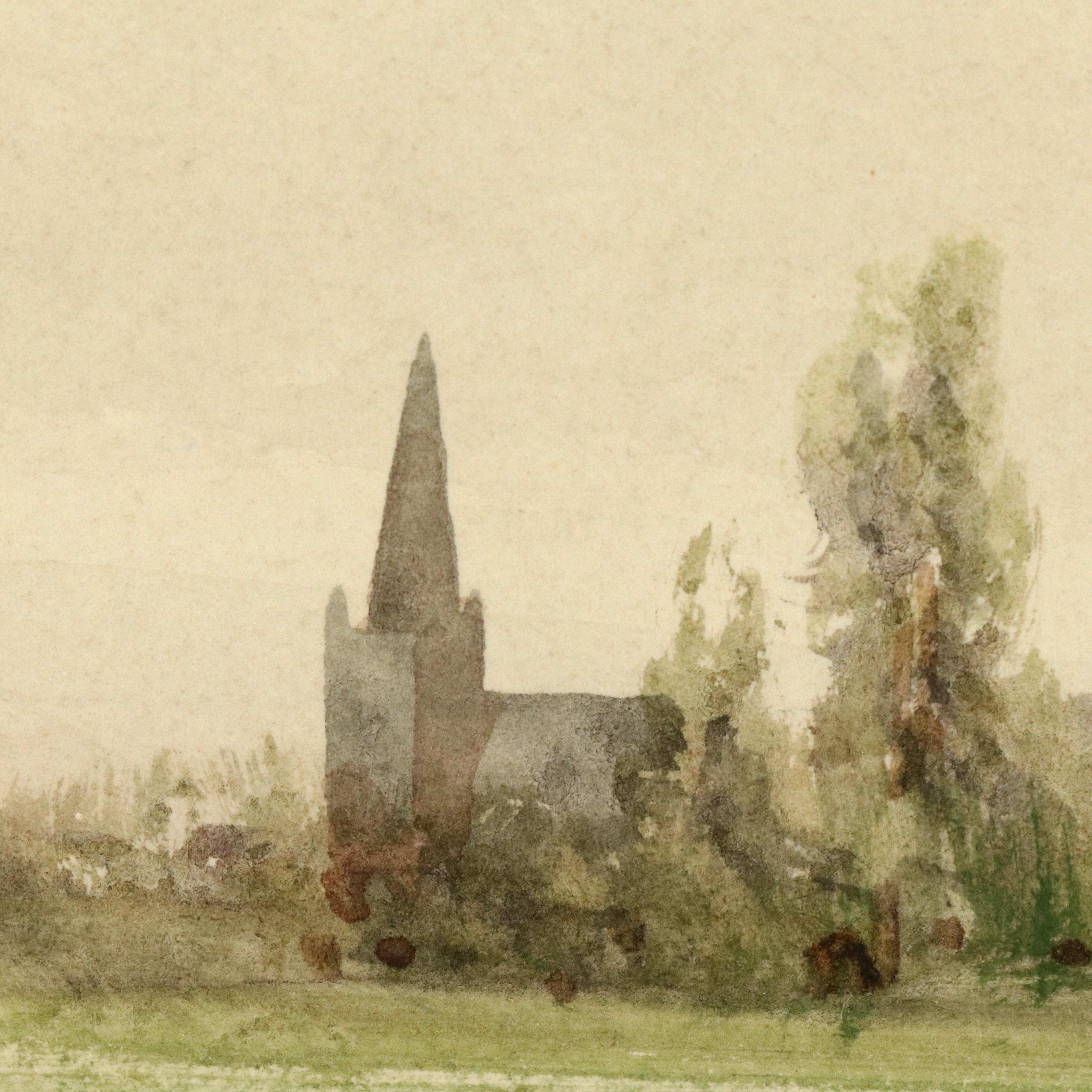 Sydney A. Mulholland Watercolor and Gouache Painting of Field Workers