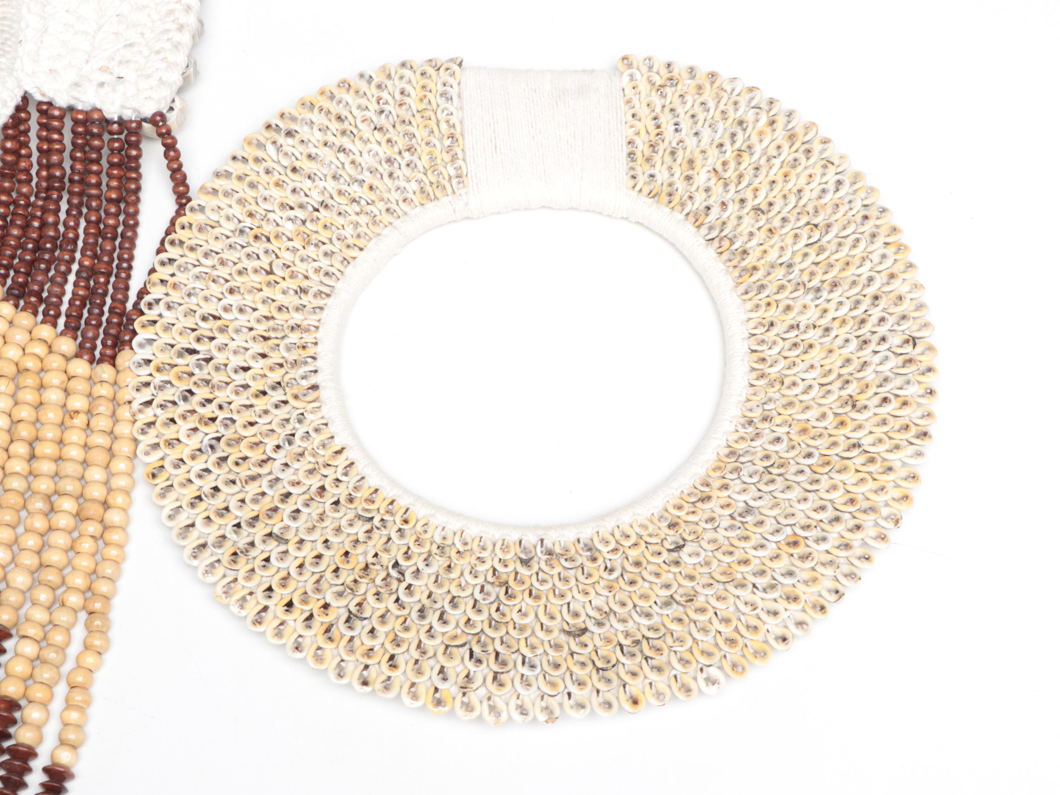 Papua New Guinea Souvenir Trade Wooden Beads and Shell Work Necklaces