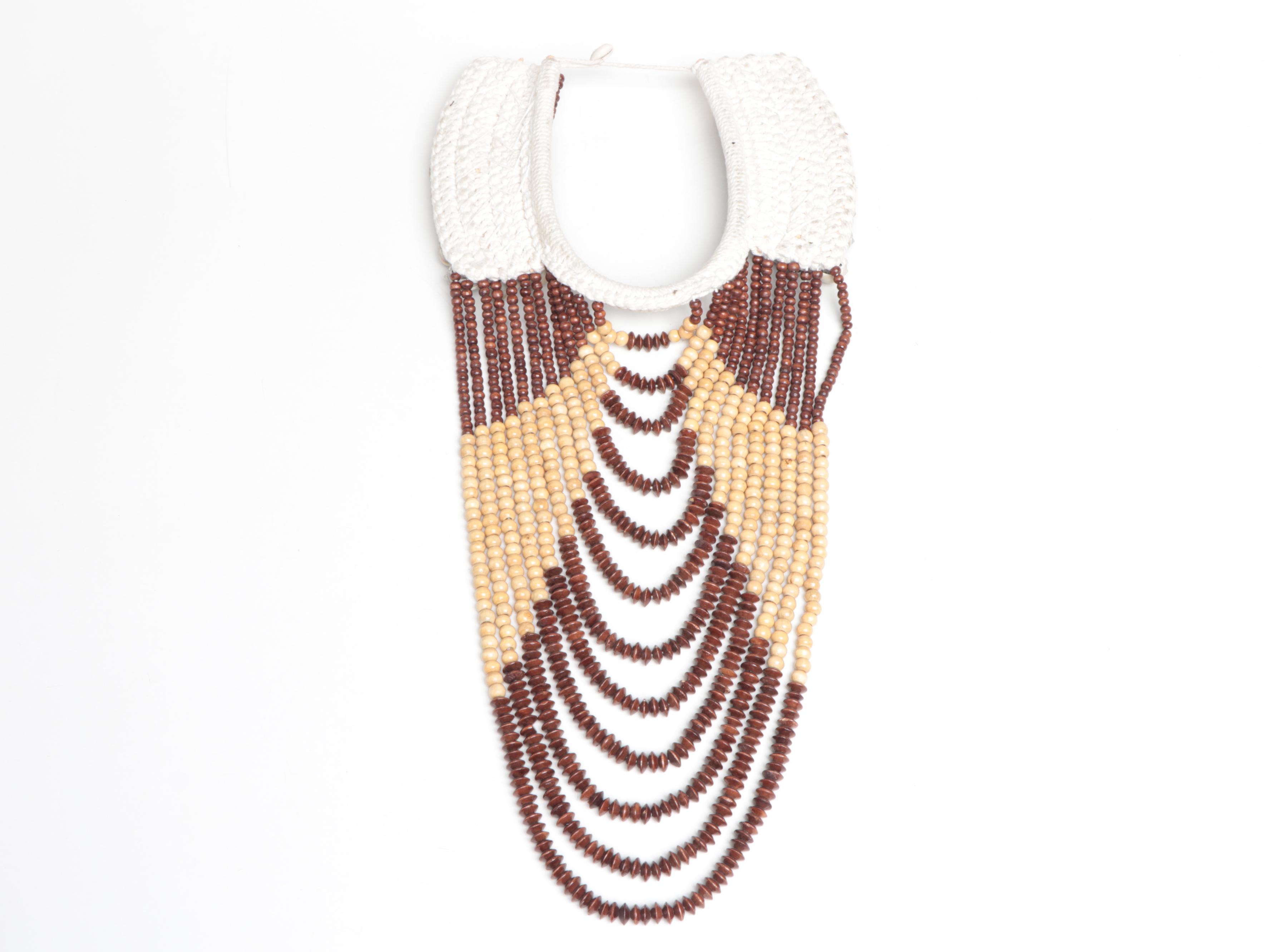 Papua New Guinea Souvenir Trade Wooden Beads and Shell Work Necklaces