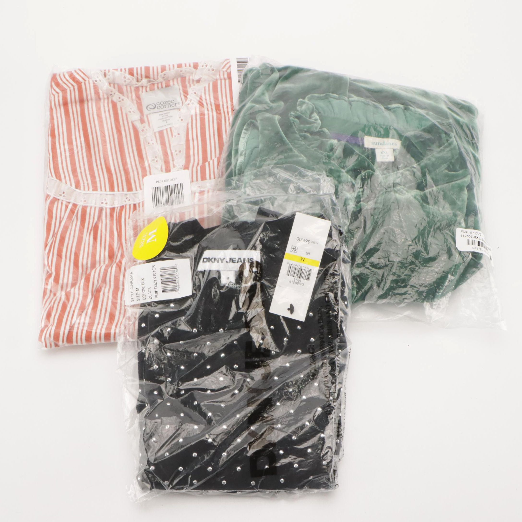 Sundance Gretel Green Velvet Button-Down Shirt, DKNY Jeans Sweater & More W Tags