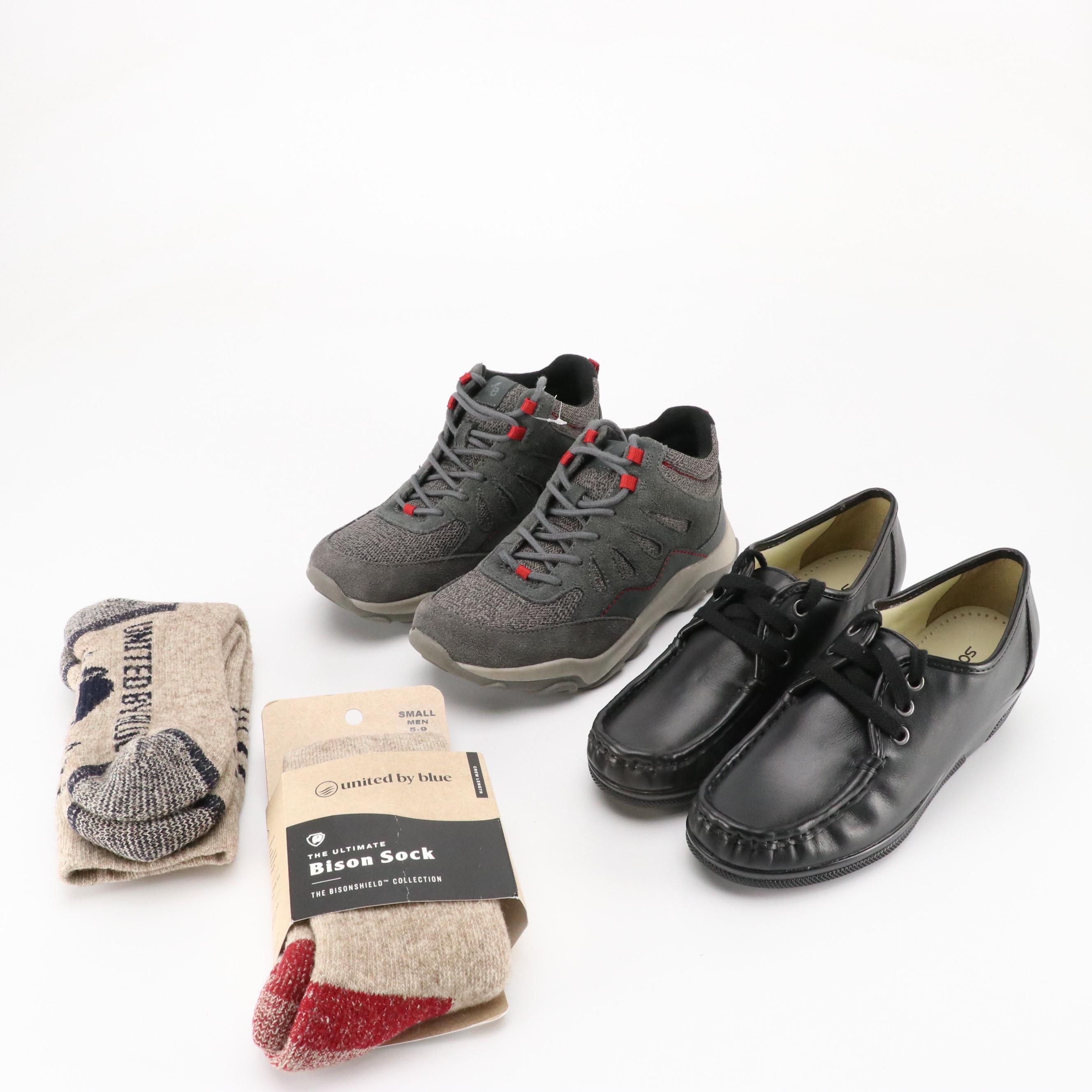 Earth Origins Grey Suede "Tristan" Hiking Boots, Softspots Anni Hi Loafers, More