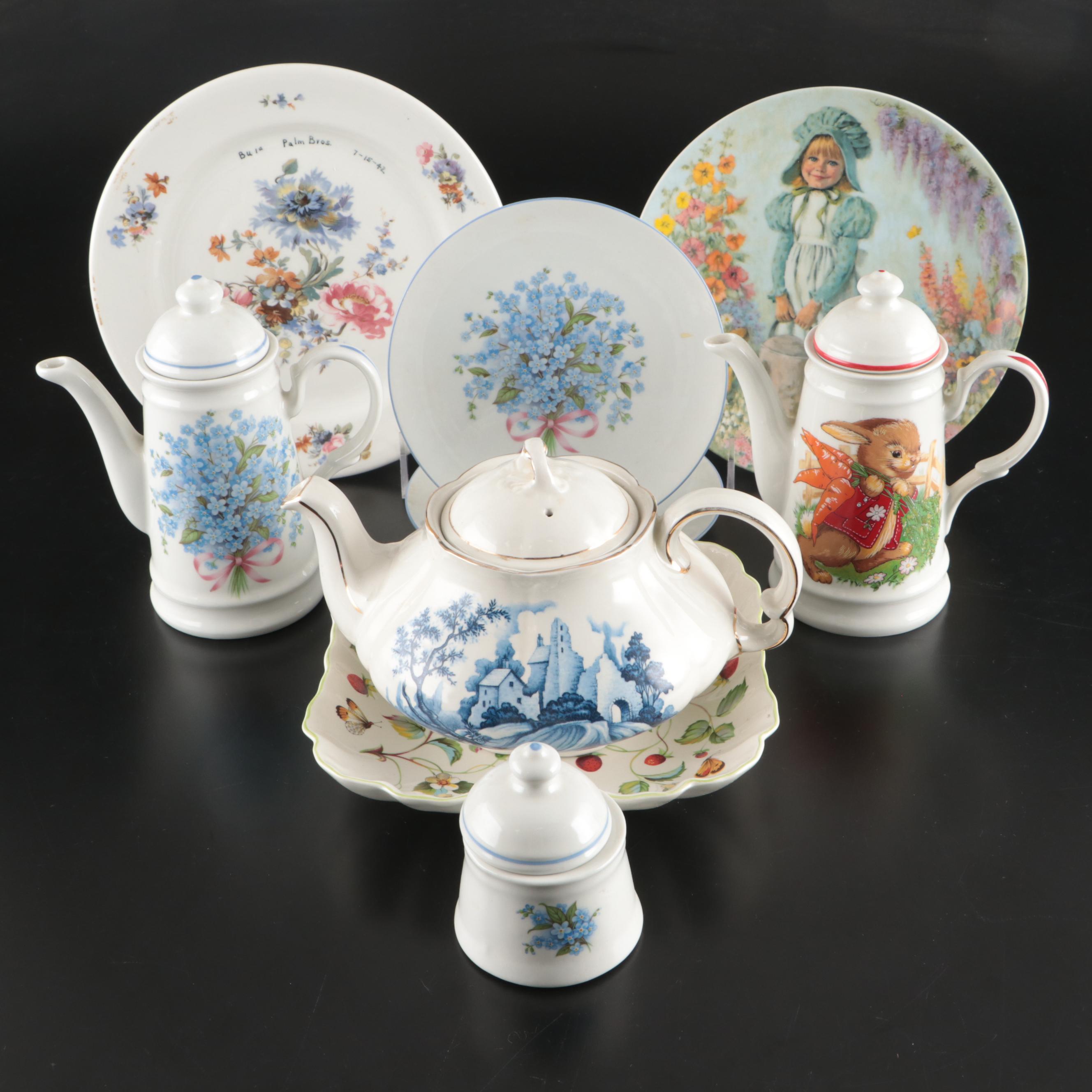 Wood & Sons "Ellgreave" Teapot with Other Coffee Pots, Plates and Sugar