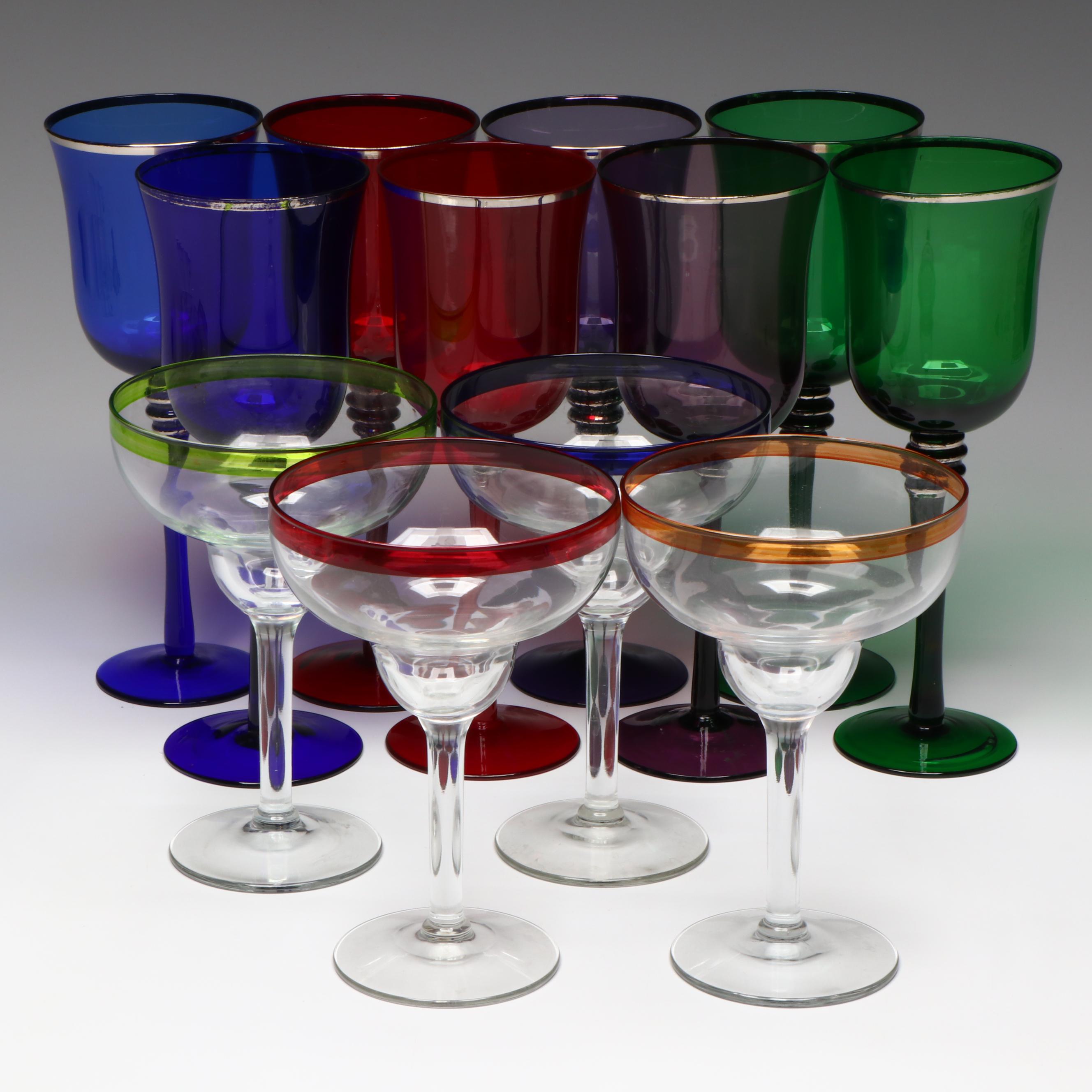 Glass Goblets, Wine Glasses and Margarita Glasses