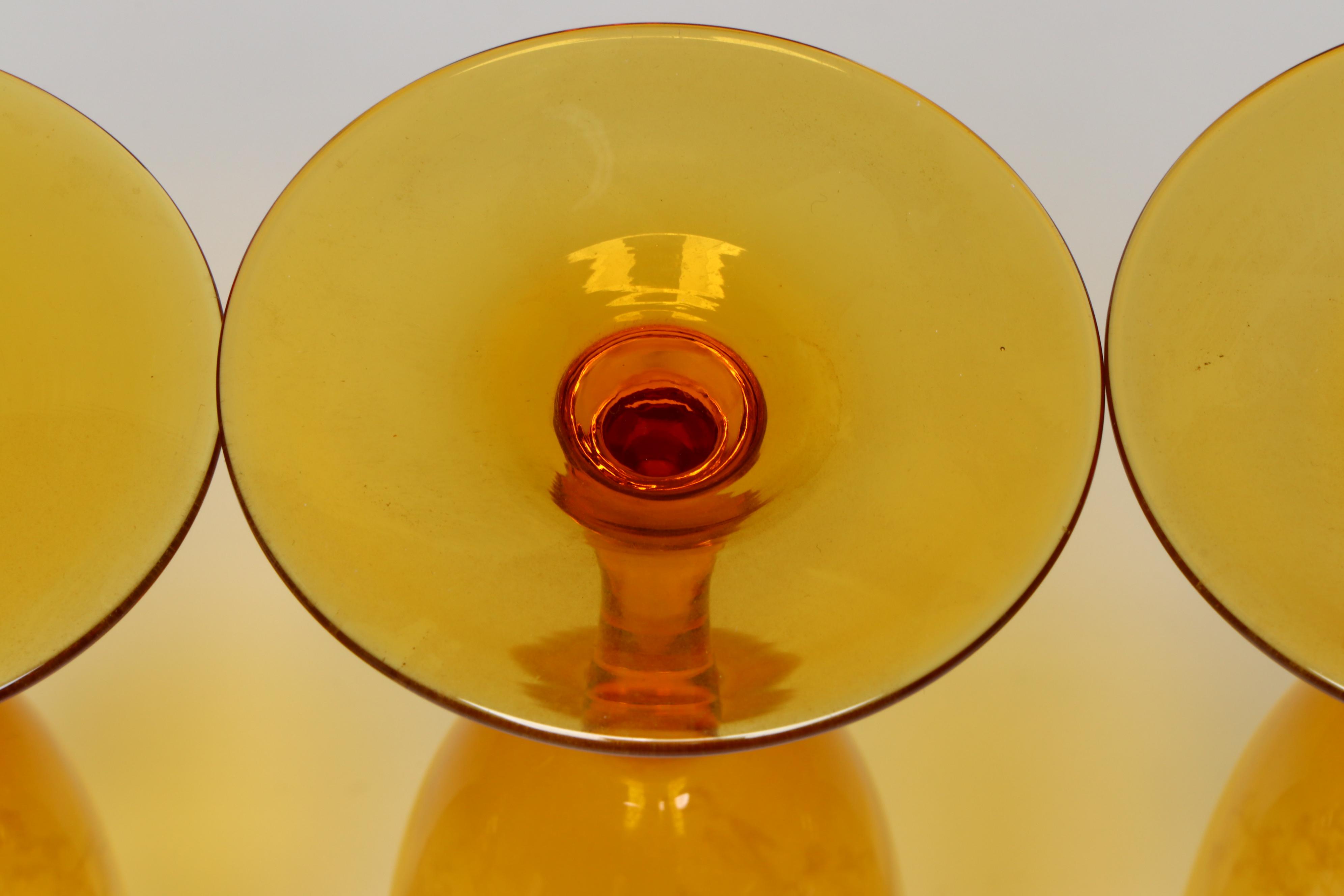 Wilcox Silver Plate Handled Tray with Etched Amber Glass Stemware