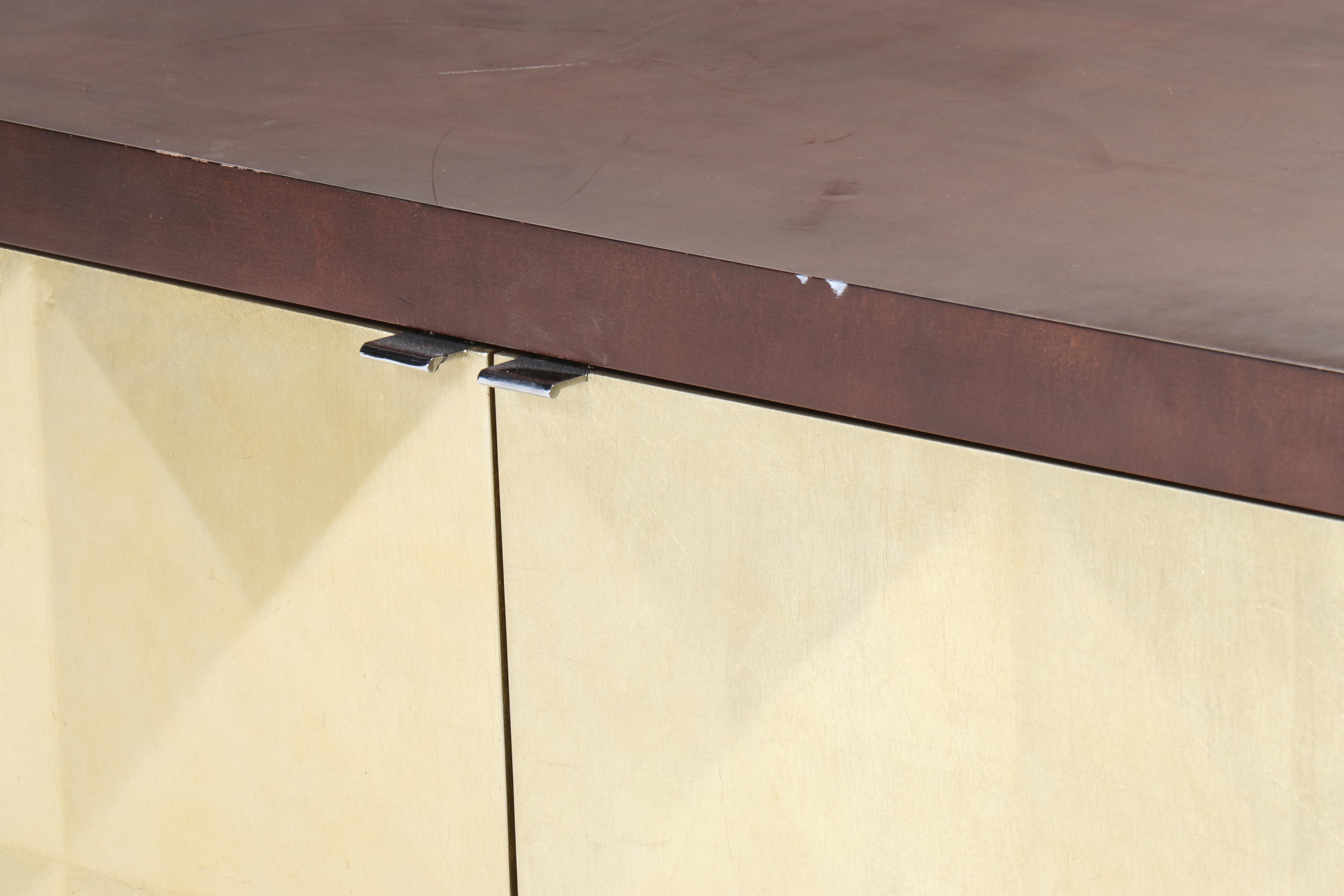 Contemporary Wood and Gilt Front Console Cabinet