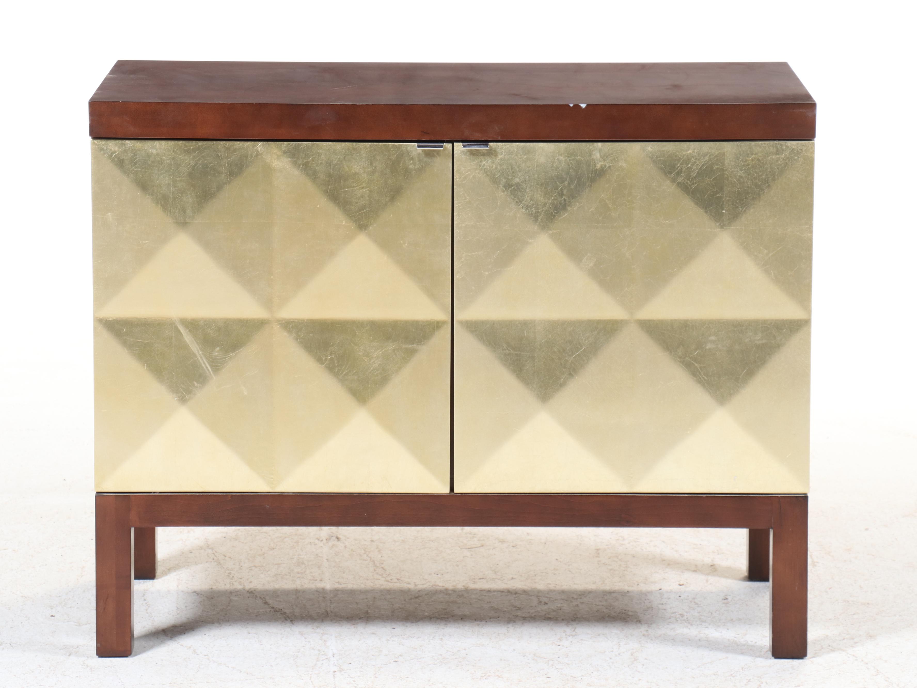 Contemporary Wood and Gilt Front Console Cabinet