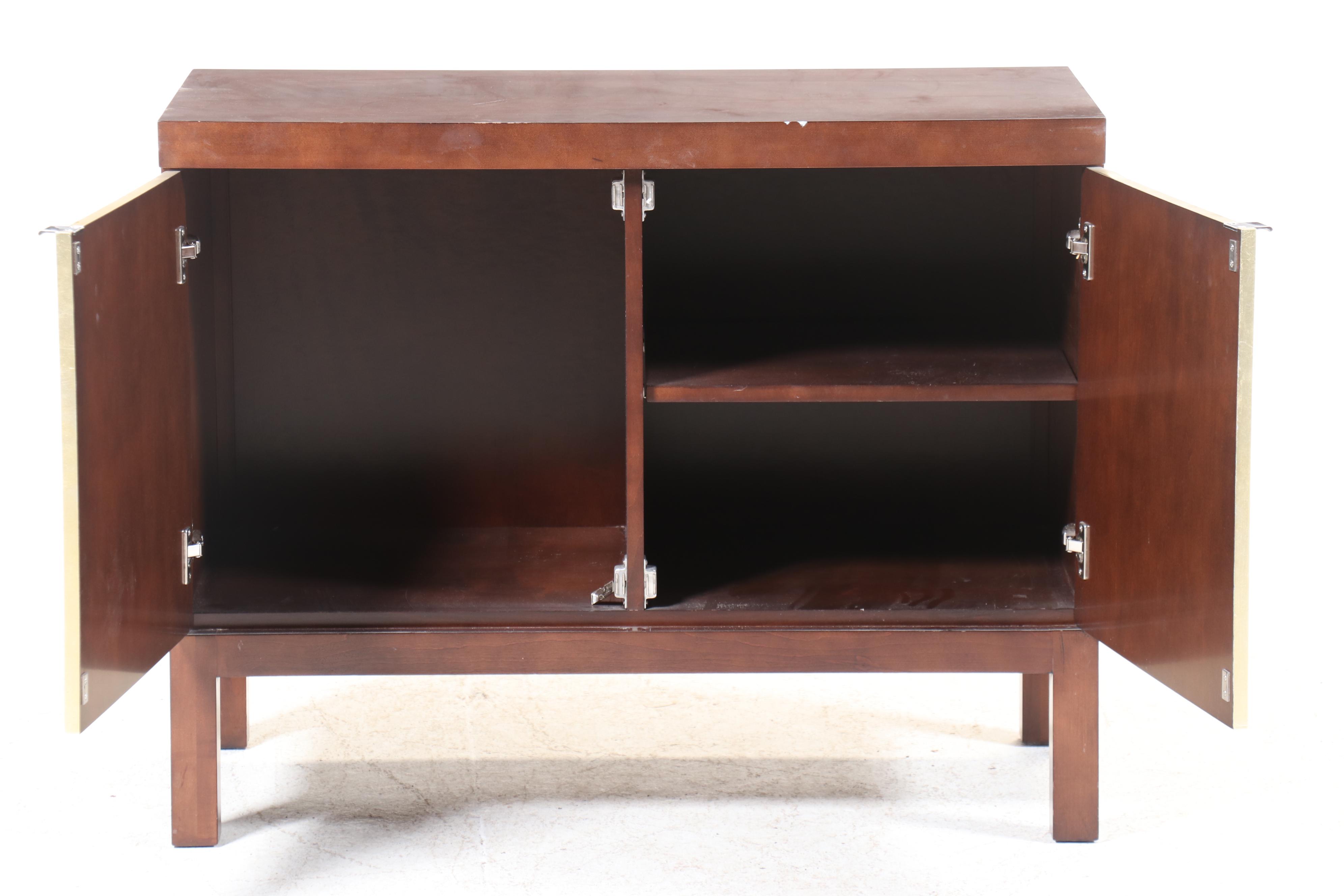 Contemporary Wood and Gilt Front Console Cabinet