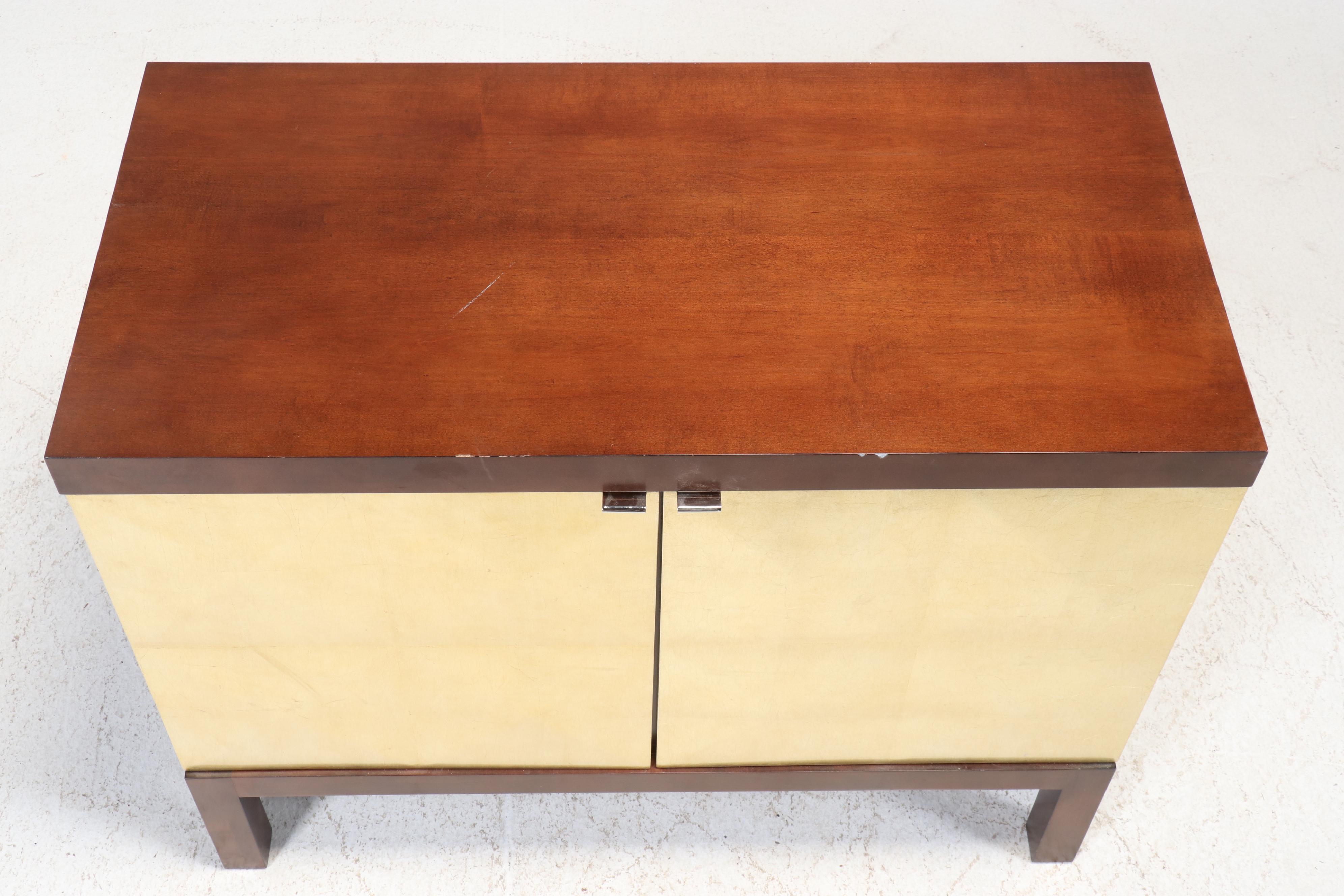 Contemporary Wood and Gilt Front Console Cabinet