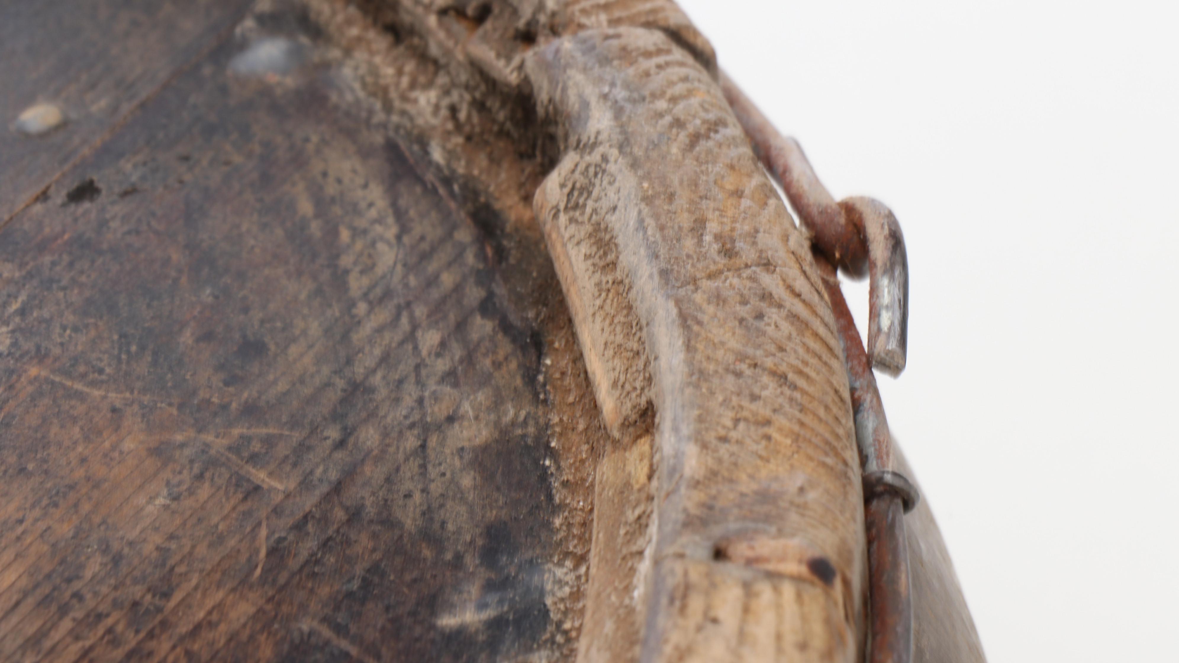 Two Chinese Style Metal Banded Wood Shallow Wash Tubs
