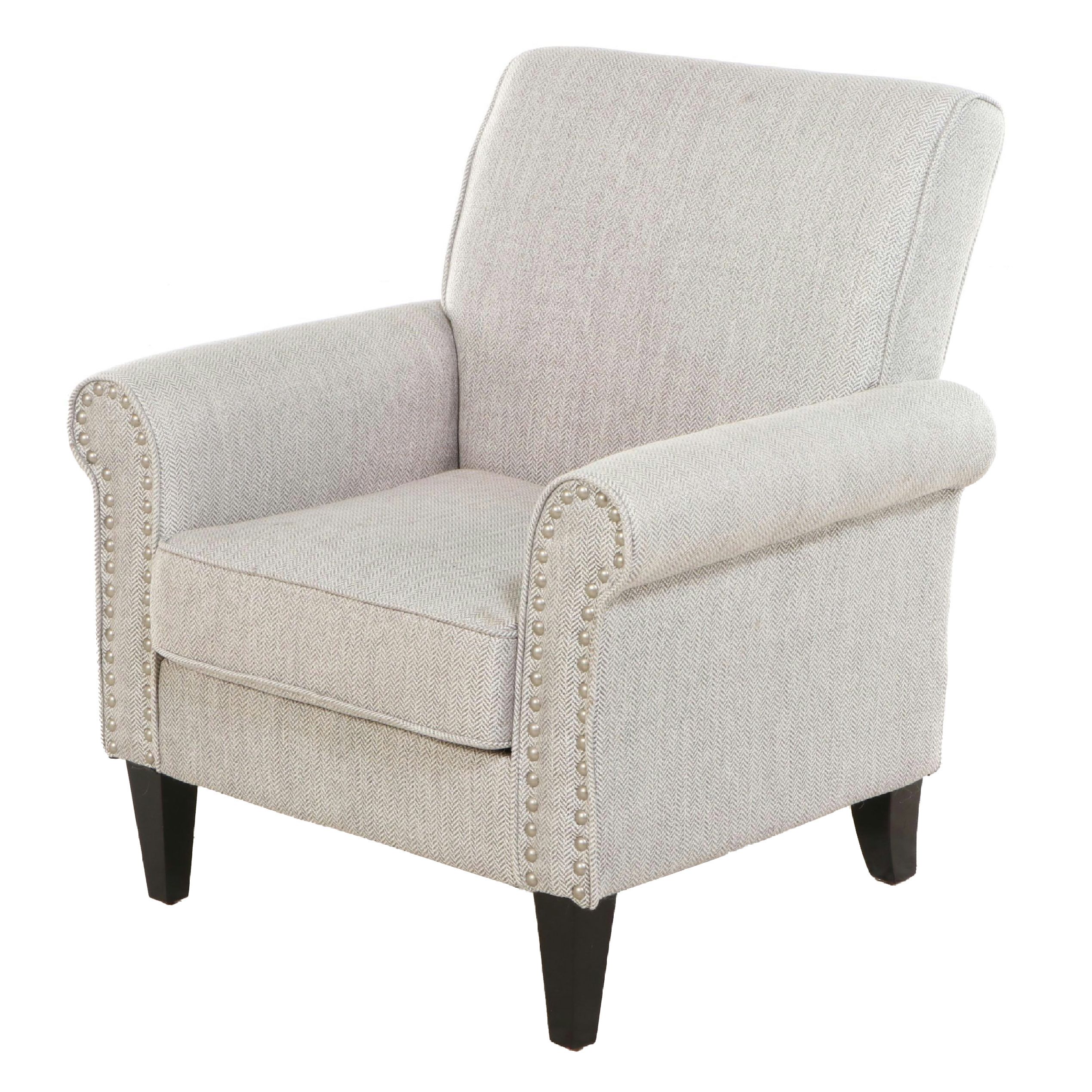 Handy Living Contemporary Fabric Upholstered Club Chair with Nailhead Trim