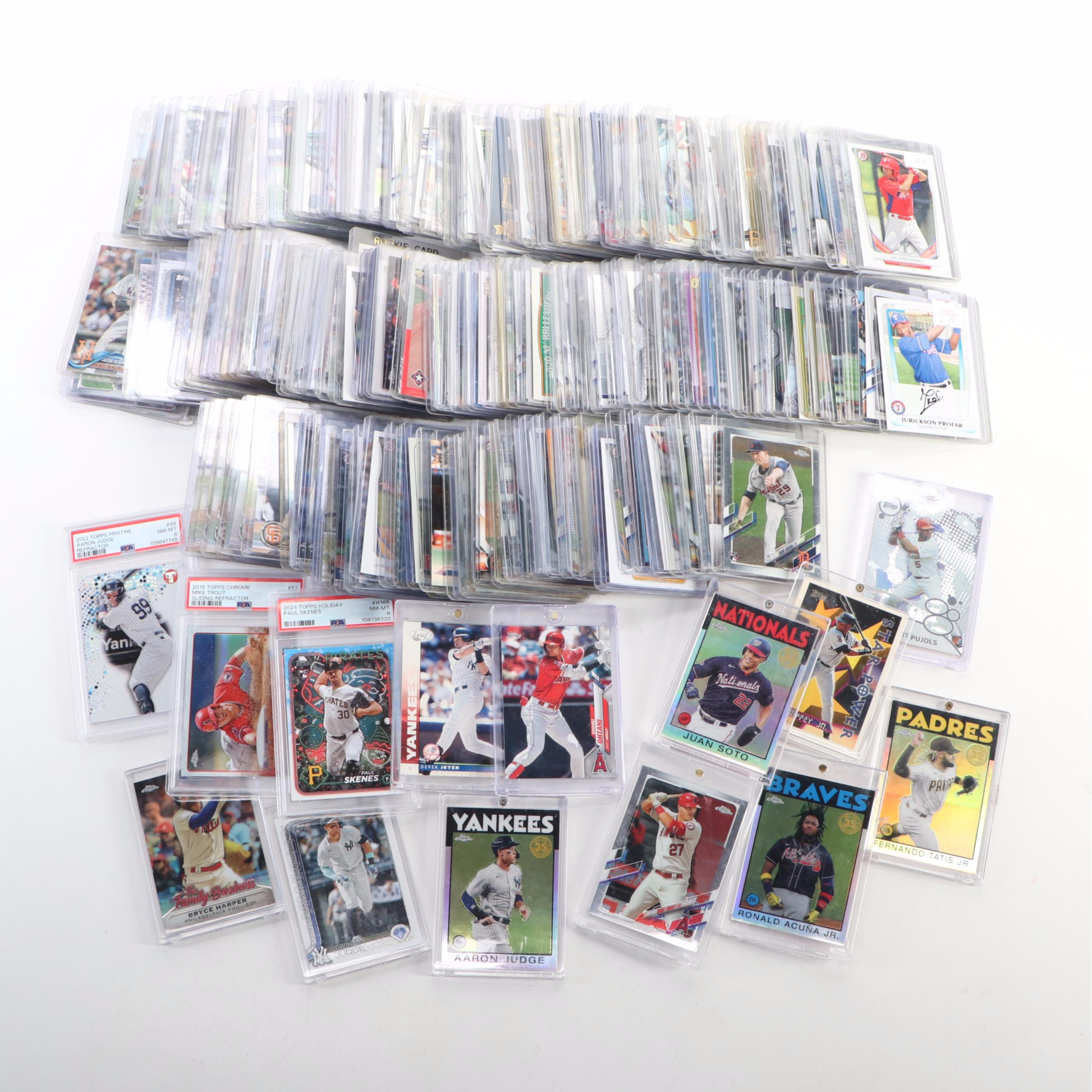 250+ Baseball Card Lot with Skenes Rookie, Judge, Ohtani, Harper, Trout, Jeter