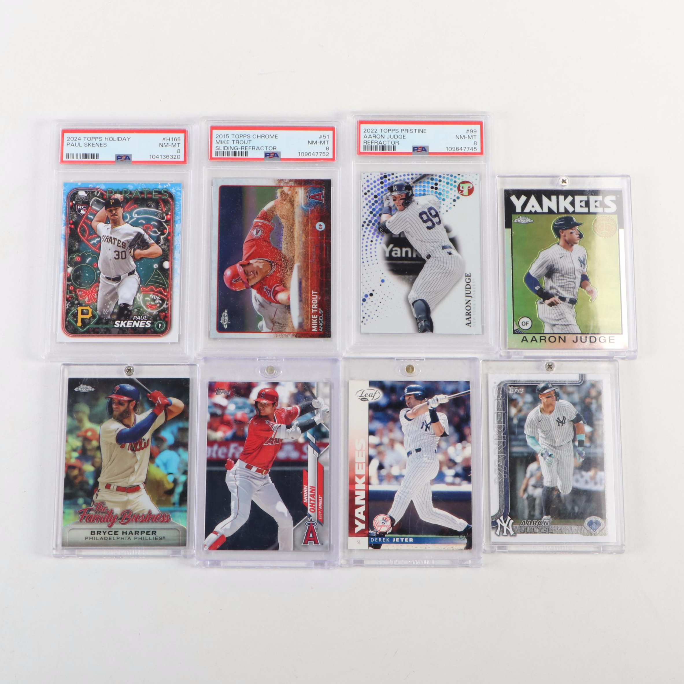 250+ Baseball Card Lot with Skenes Rookie, Judge, Ohtani, Harper, Trout, Jeter