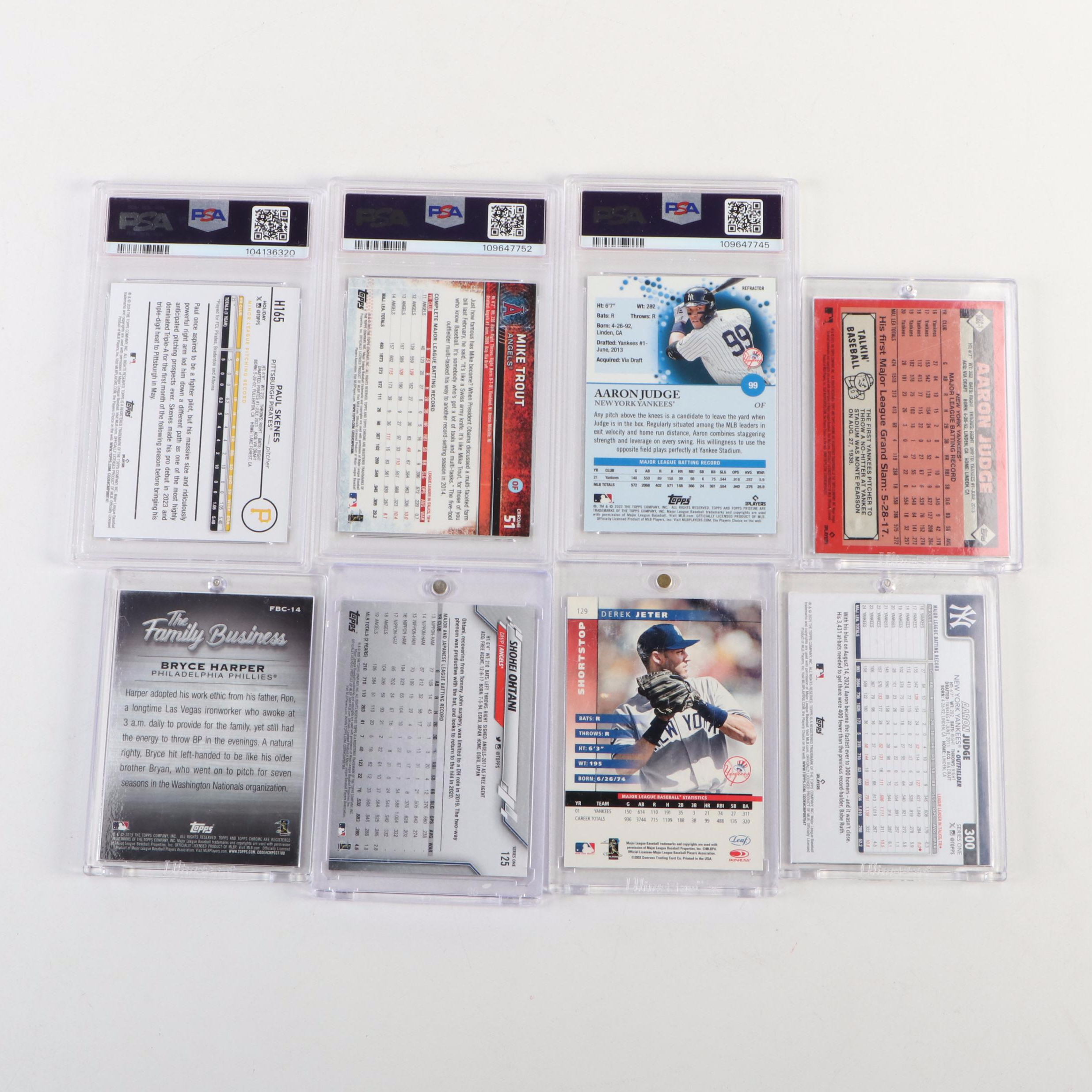 250+ Baseball Card Lot with Skenes Rookie, Judge, Ohtani, Harper, Trout, Jeter