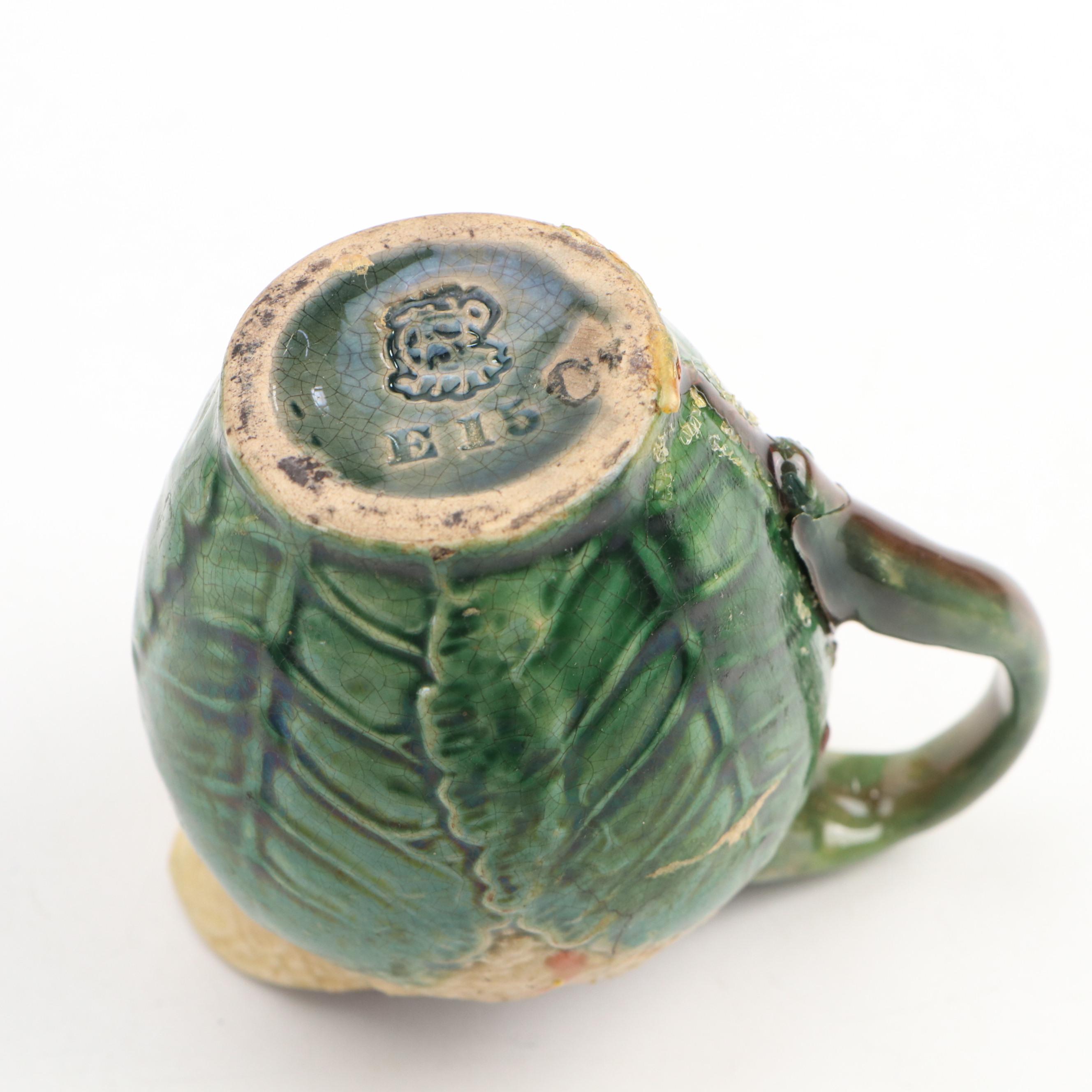 Sarreguemines Leaf Dish with Etruscan Pitcher and Other Majolica Tableware