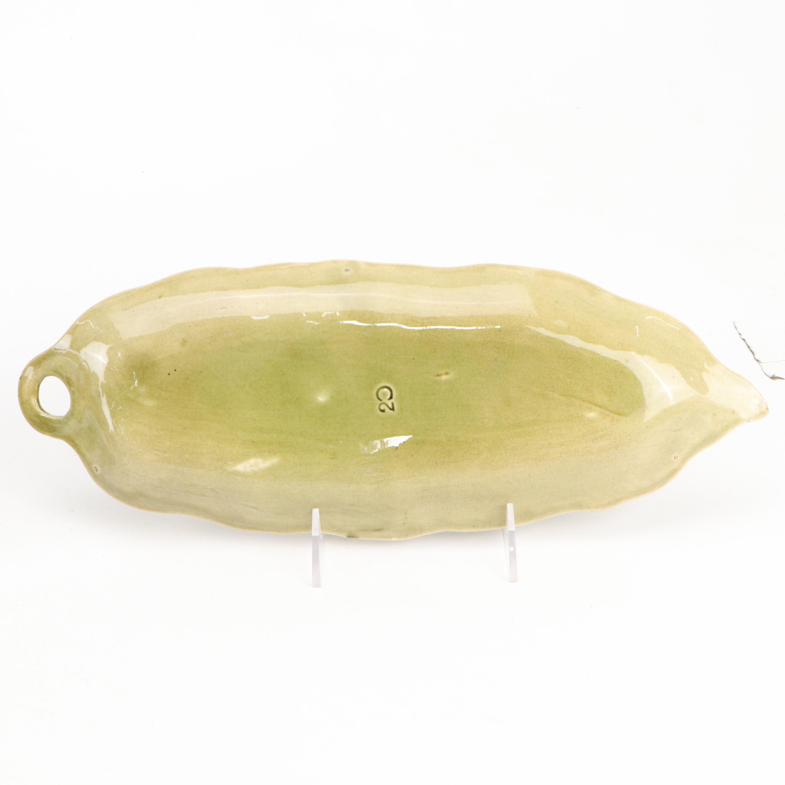 Sarreguemines Leaf Dish with Etruscan Pitcher and Other Majolica Tableware