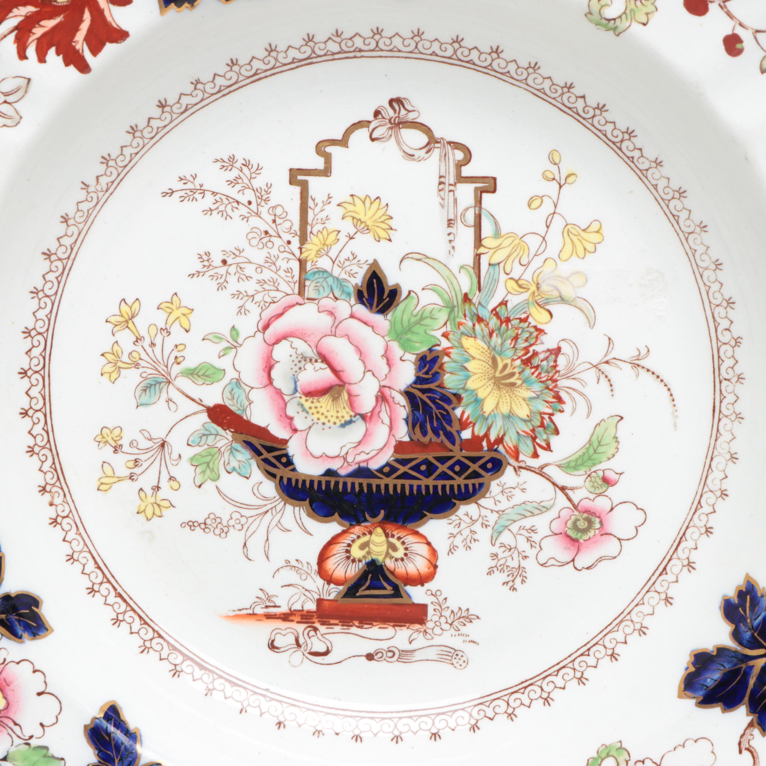 Pair of Mason's "Brocade" Ironstone Rim Soup Bowl Soup Plates