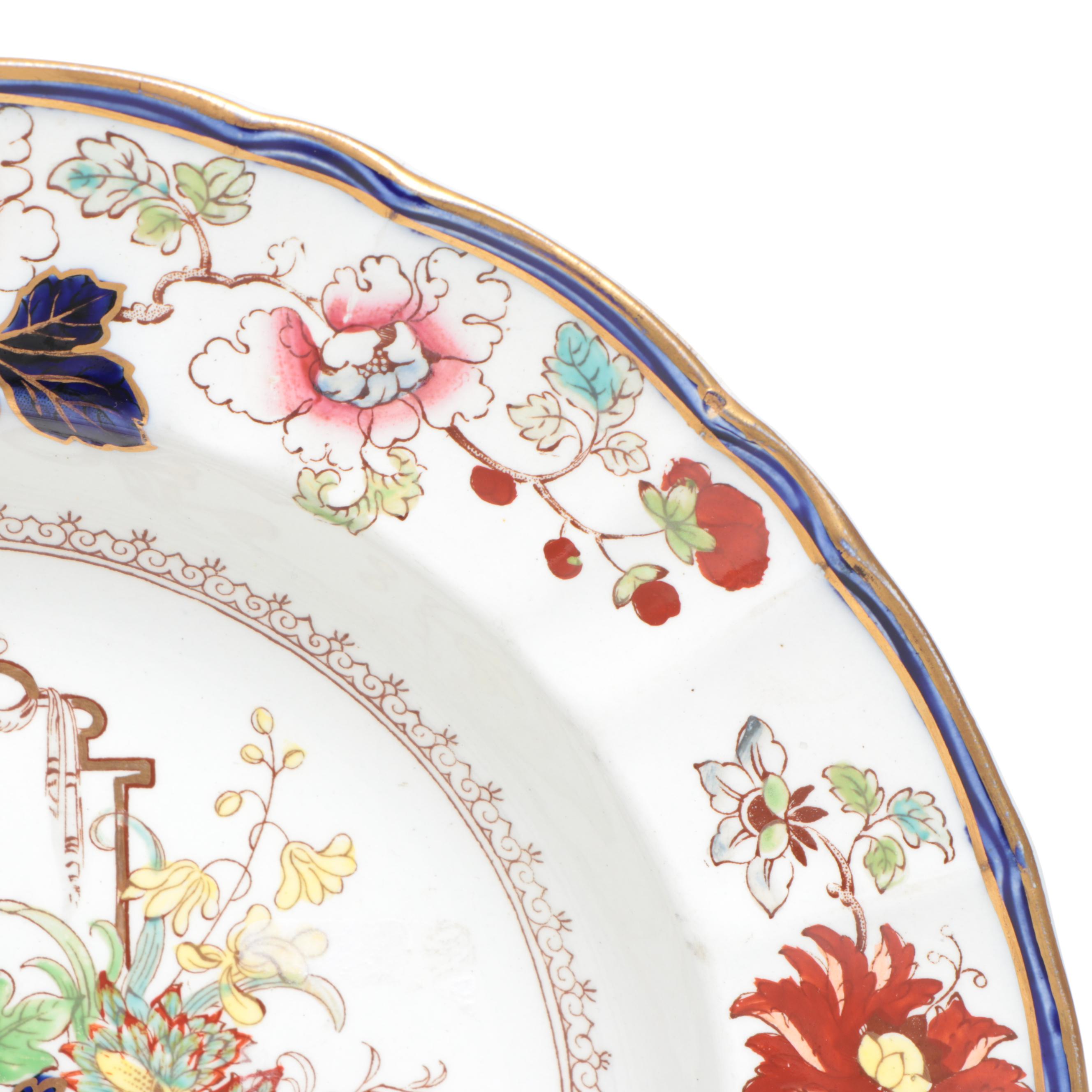 Pair of Mason's "Brocade" Ironstone Rim Soup Bowl Soup Plates