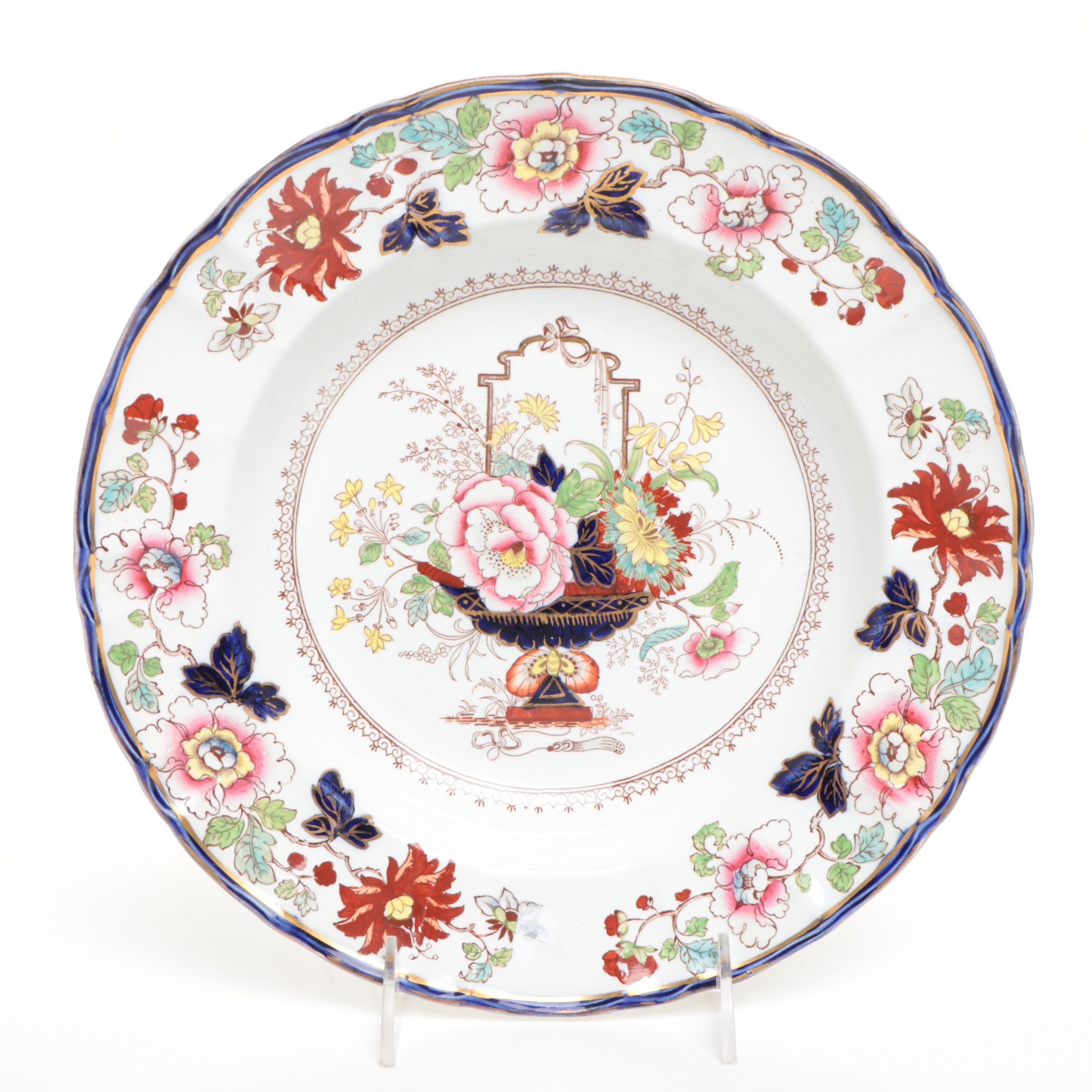 Pair of Mason's "Brocade" Ironstone Rim Soup Bowl Soup Plates