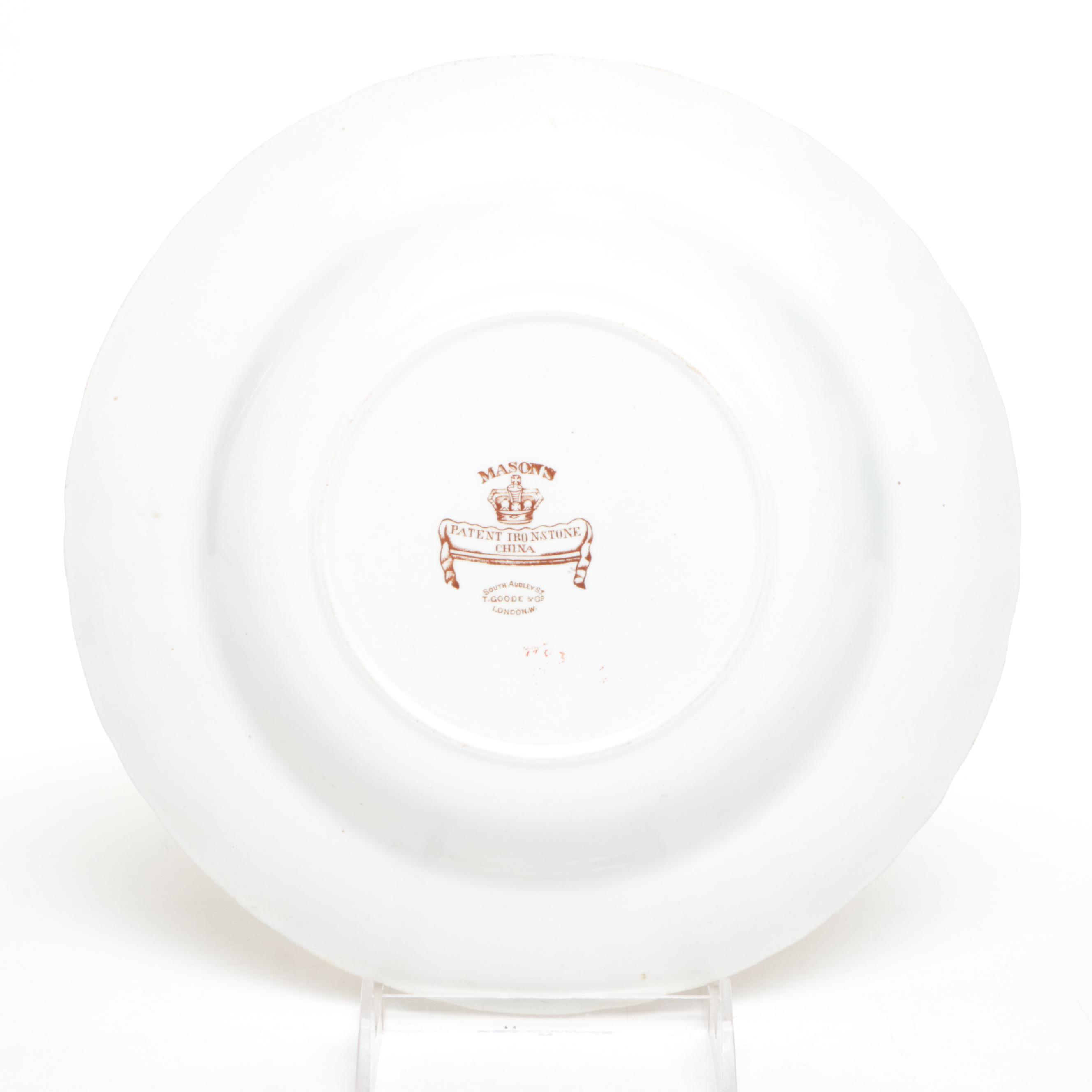 Pair of Mason's "Brocade" Ironstone Rim Soup Bowl Soup Plates