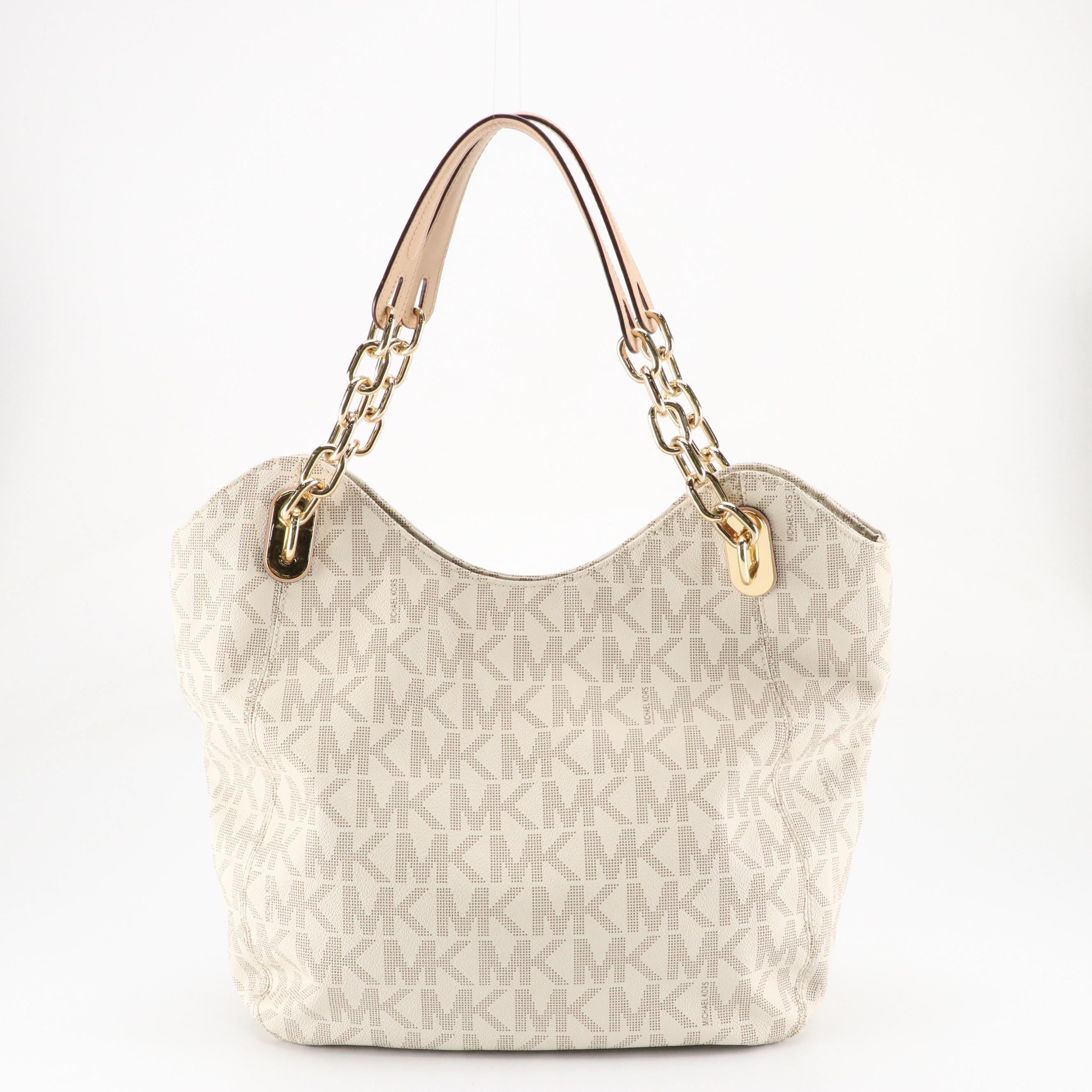 Michael Kors Signature Canvas Hobo Bag, Tory Burch Orange Patent Leather Sandals