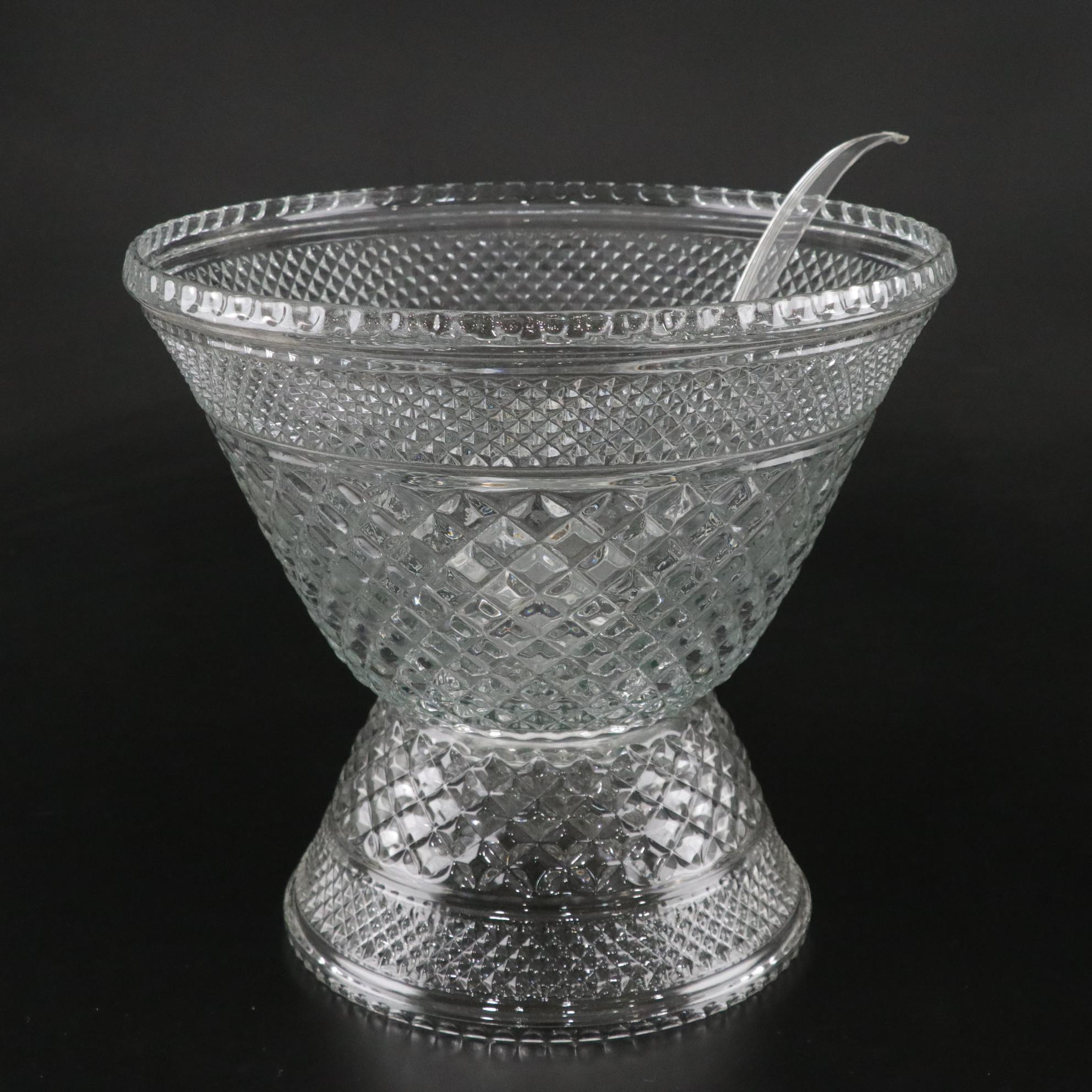 Anchor Hocking "Wexford" Glass Set of Punch Bowl and Cups