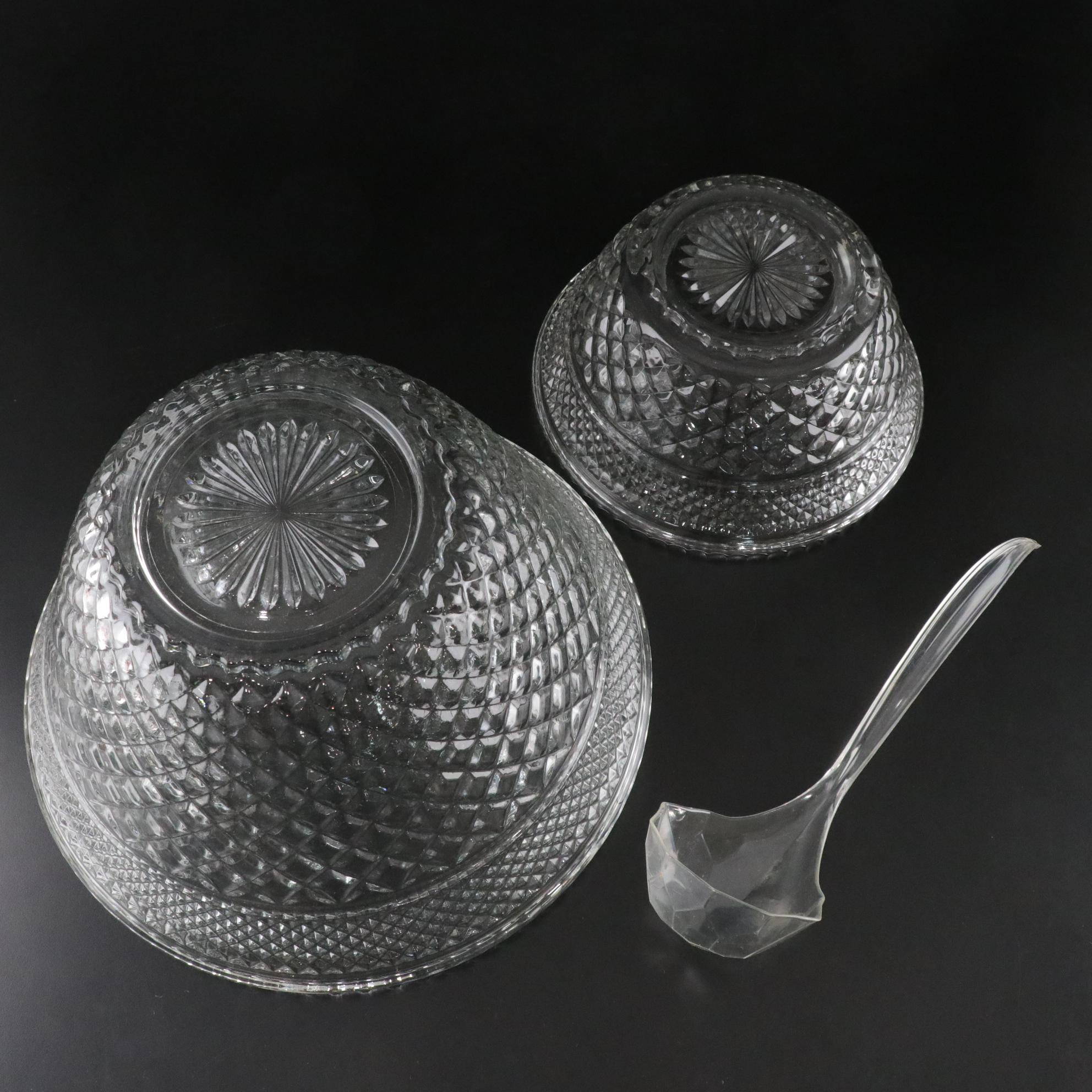 Anchor Hocking "Wexford" Glass Set of Punch Bowl and Cups