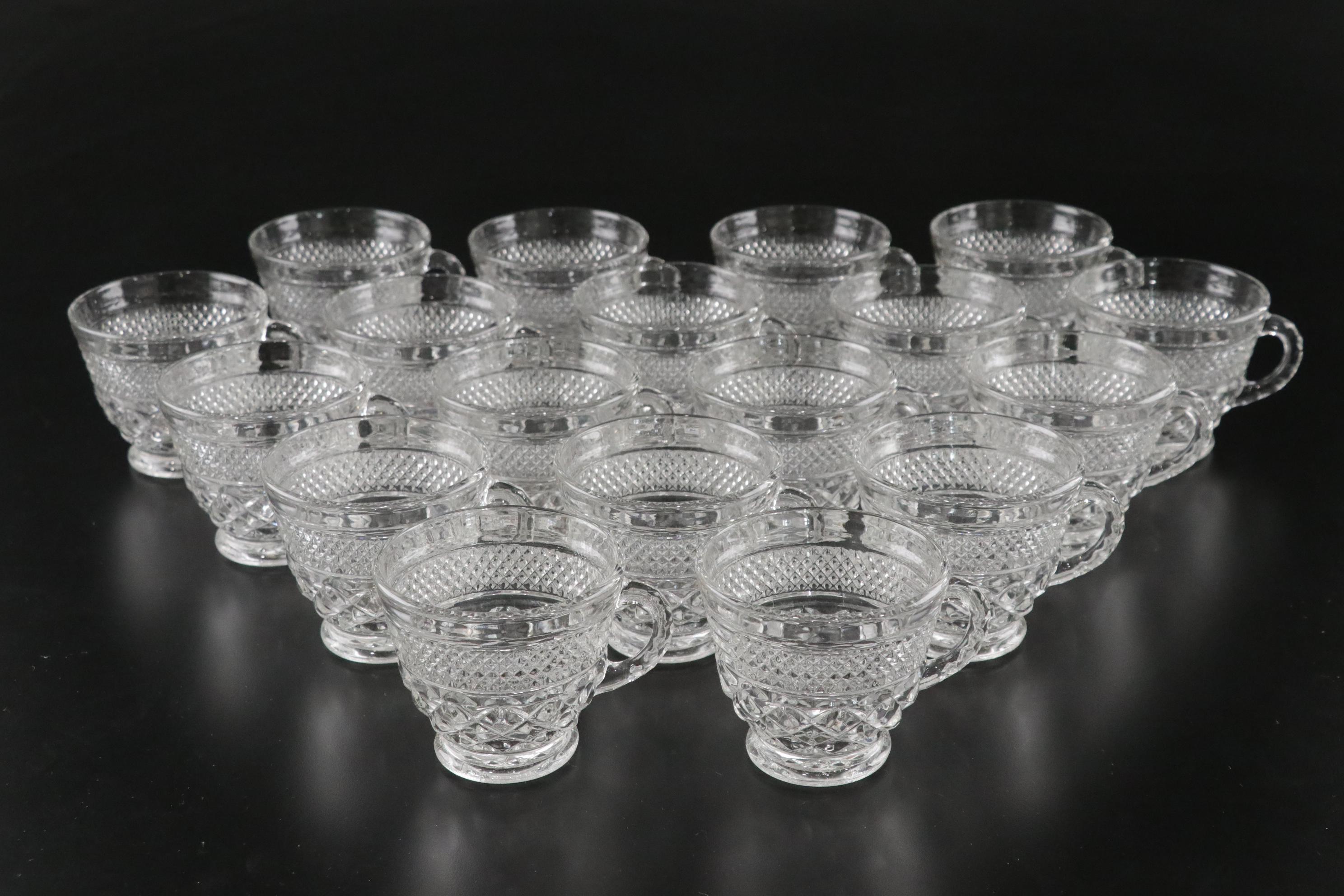 Anchor Hocking "Wexford" Glass Set of Punch Bowl and Cups