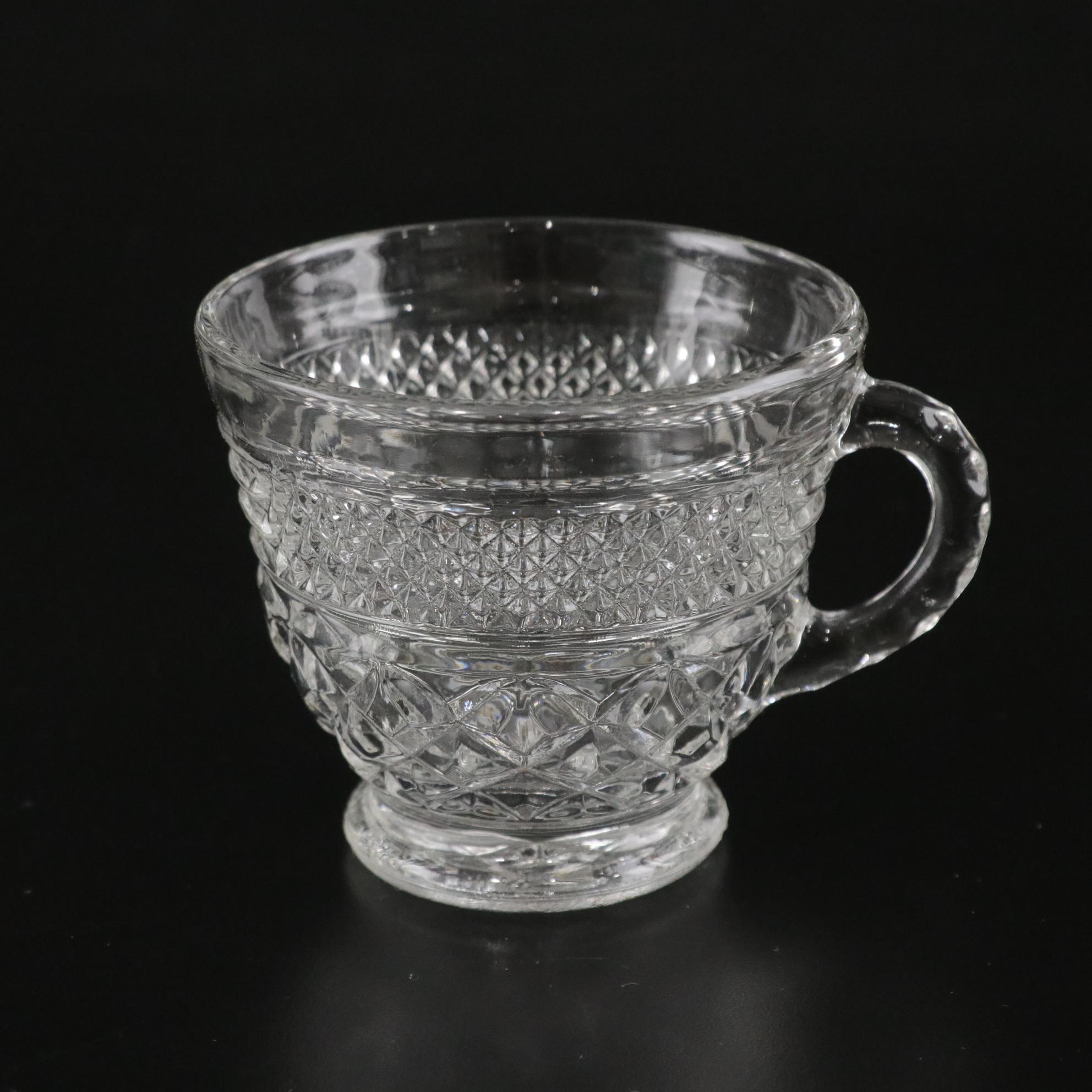 Anchor Hocking "Wexford" Glass Set of Punch Bowl and Cups