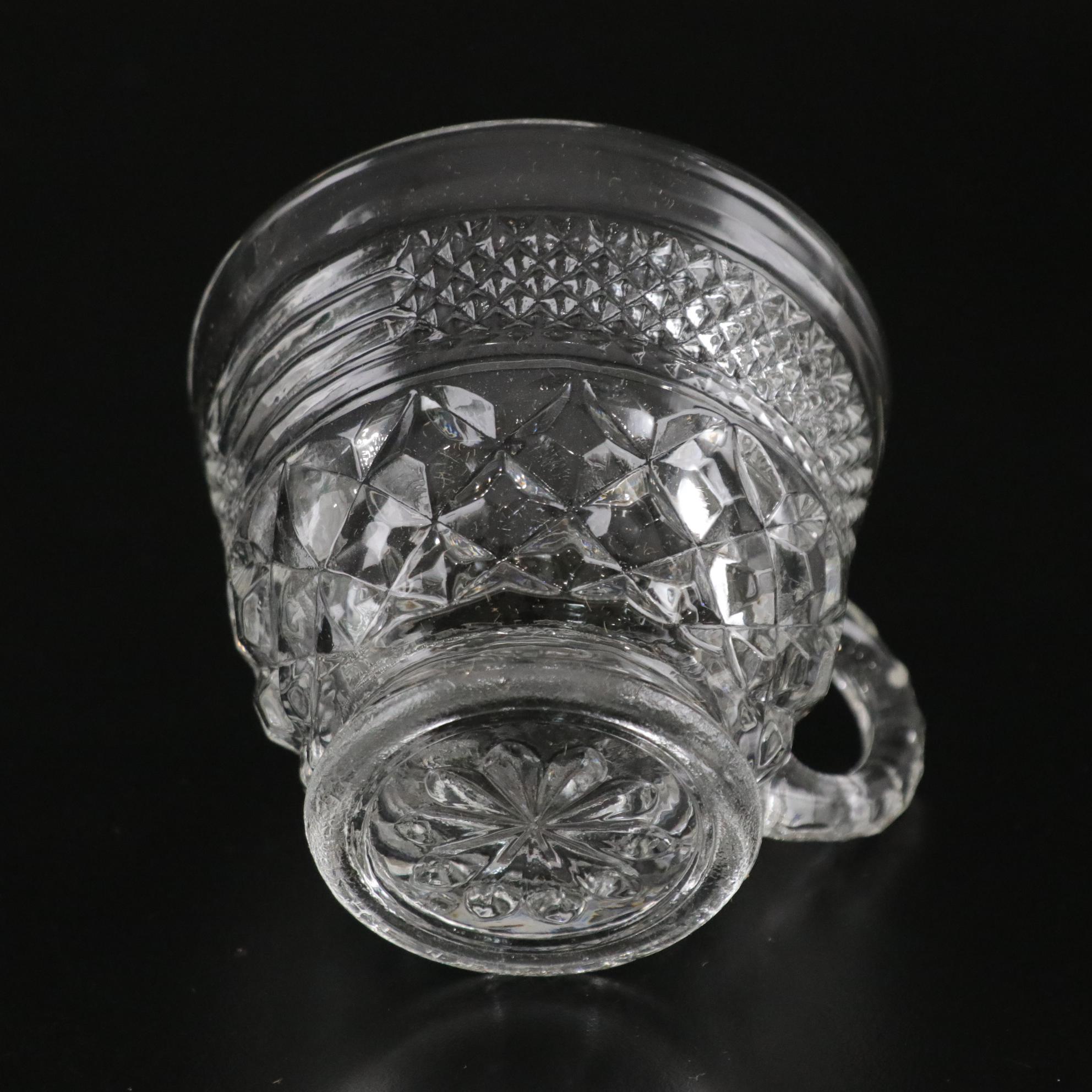 Anchor Hocking "Wexford" Glass Set of Punch Bowl and Cups