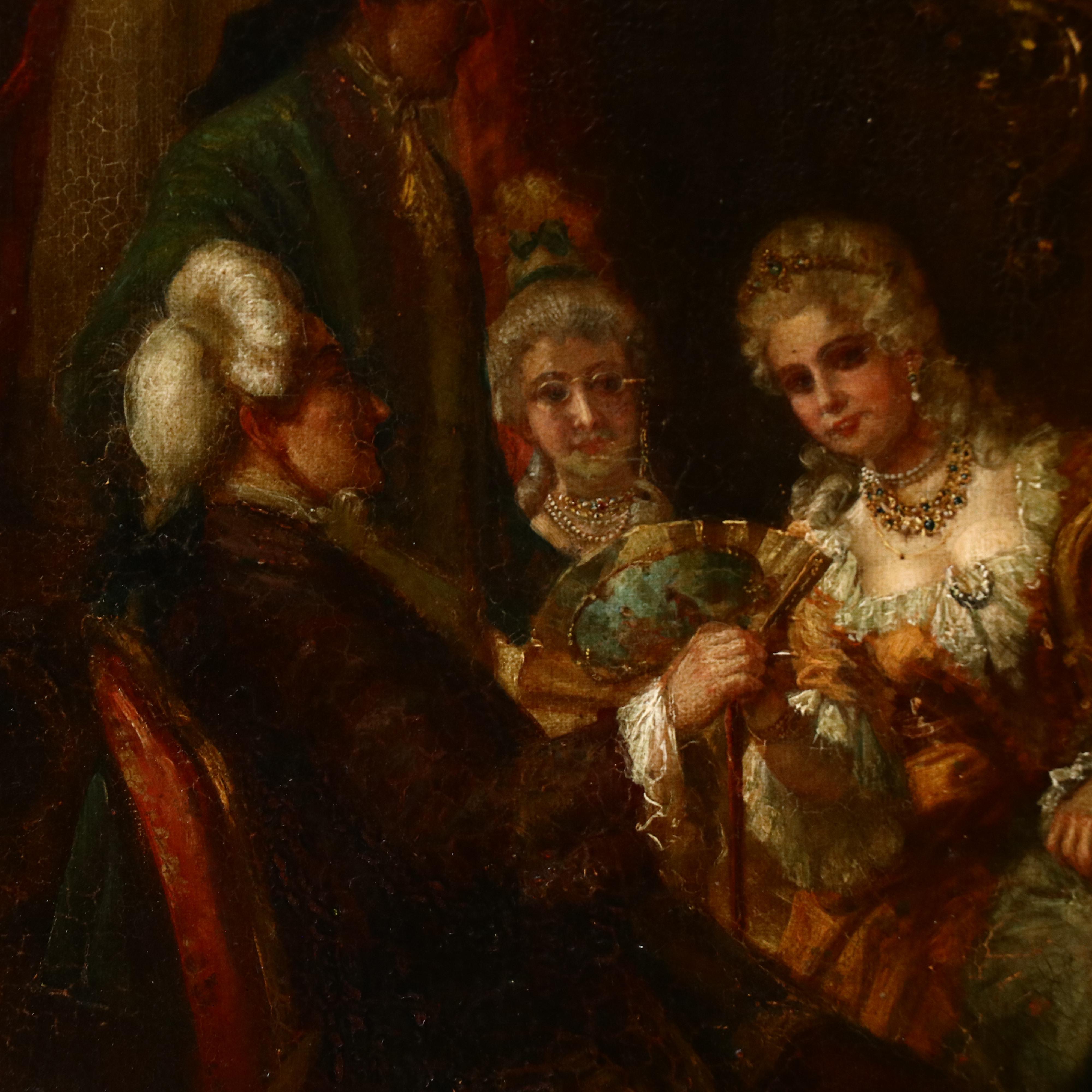 Hans Pinggera Salon Interior Scene Oil Painting, Early to Mid-20th Century