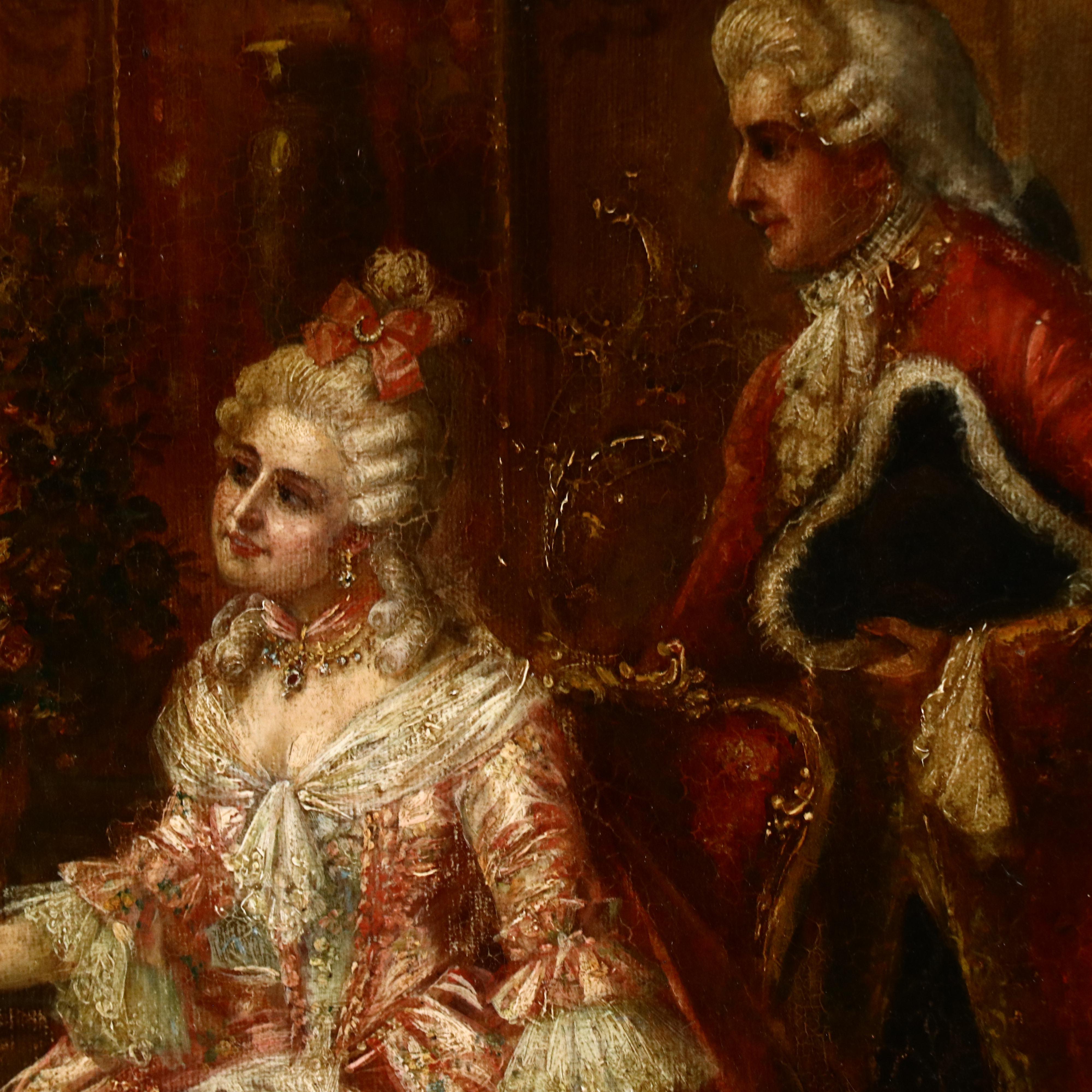 Hans Pinggera Salon Interior Scene Oil Painting, Early to Mid-20th Century