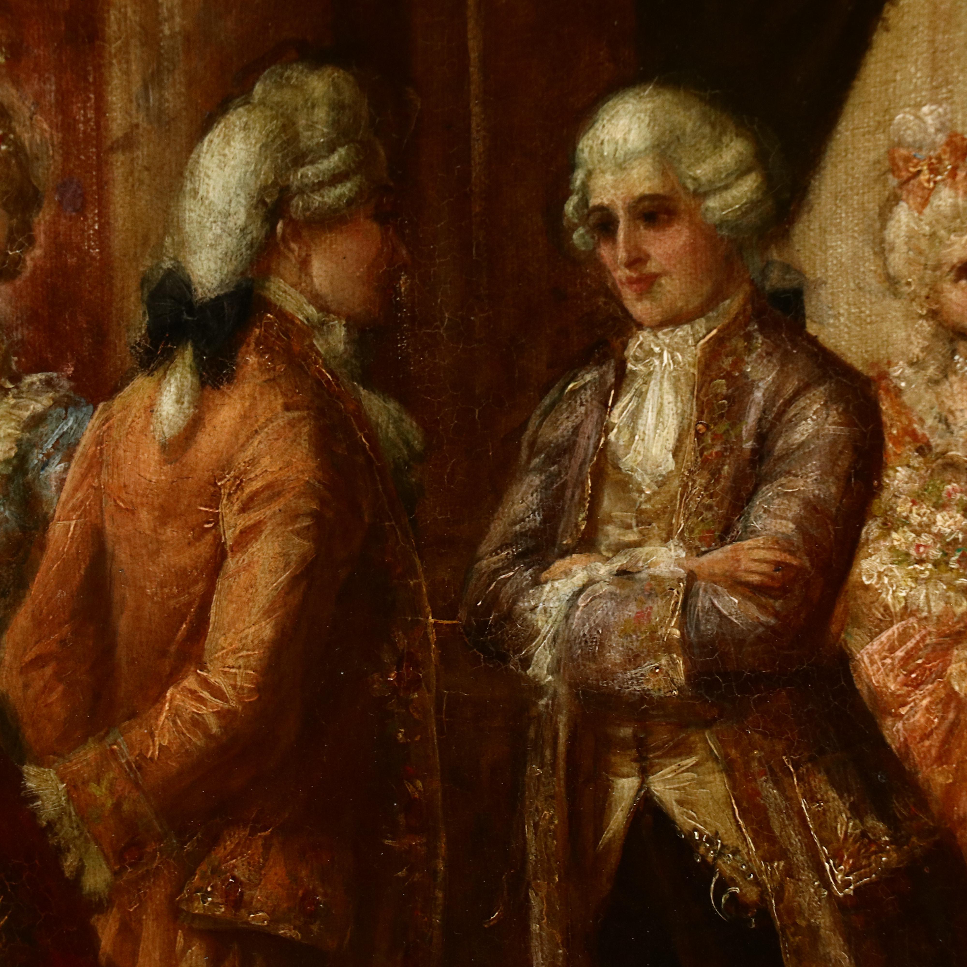 Hans Pinggera Salon Interior Scene Oil Painting, Early to Mid-20th Century