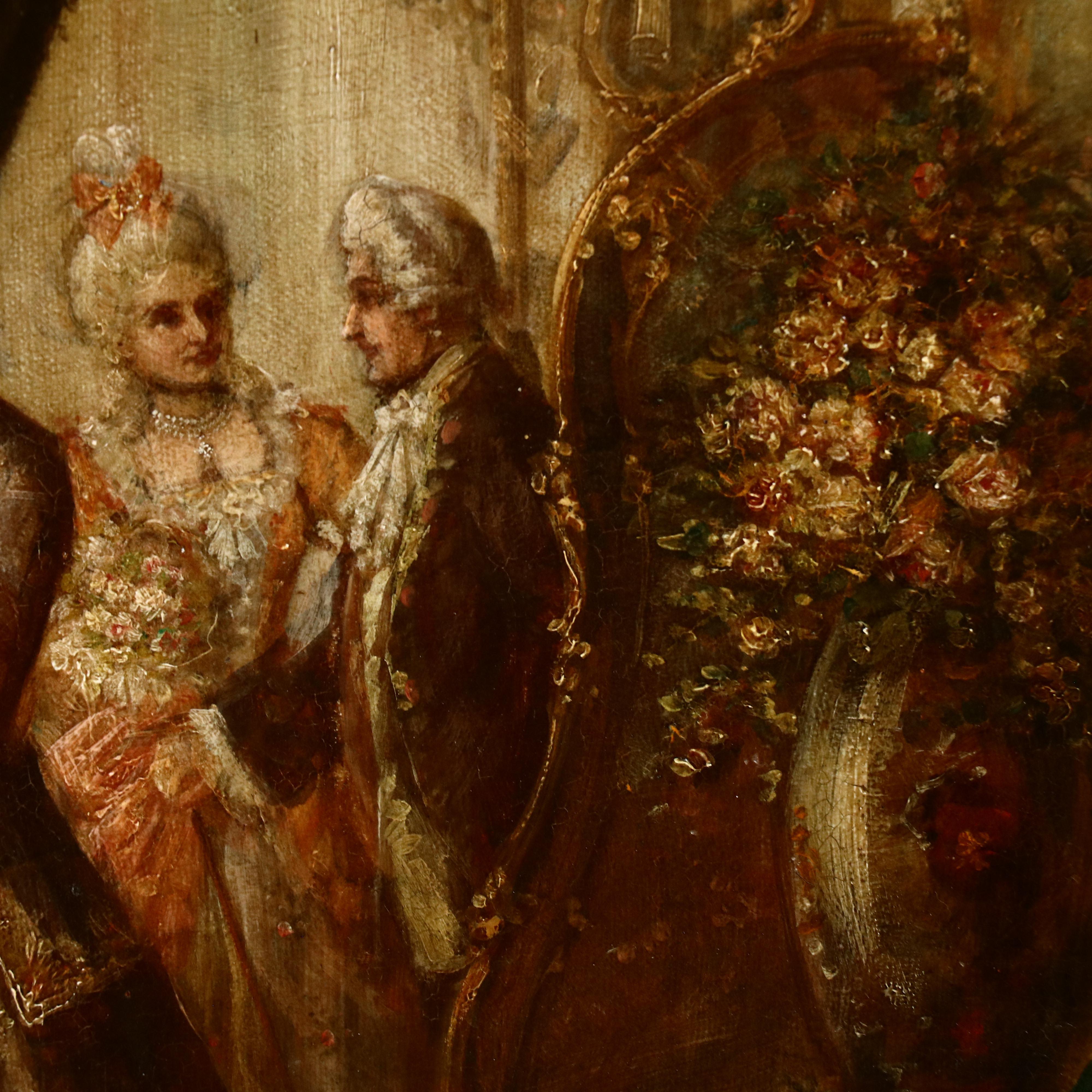 Hans Pinggera Salon Interior Scene Oil Painting, Early to Mid-20th Century