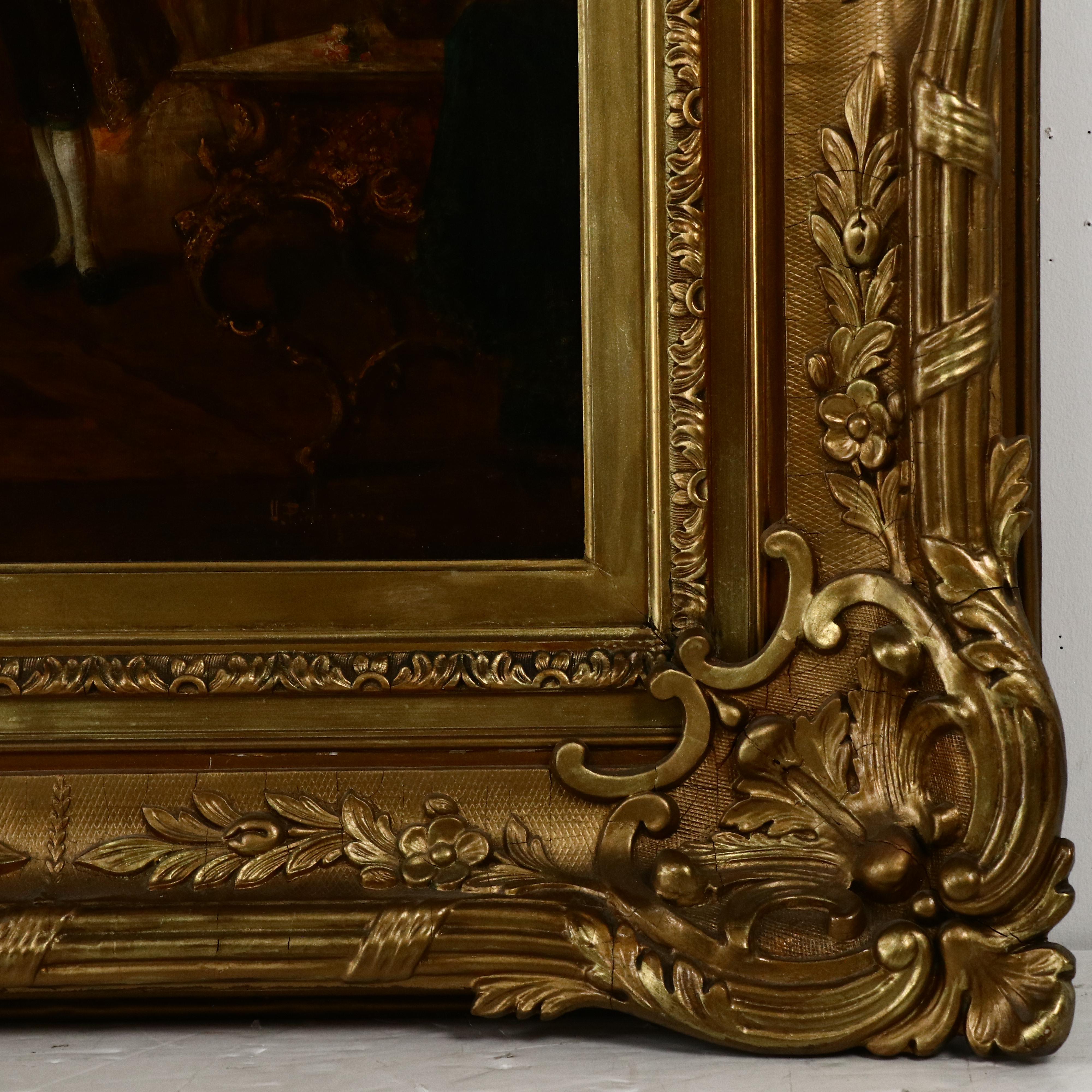 Hans Pinggera Salon Interior Scene Oil Painting, Early to Mid-20th Century