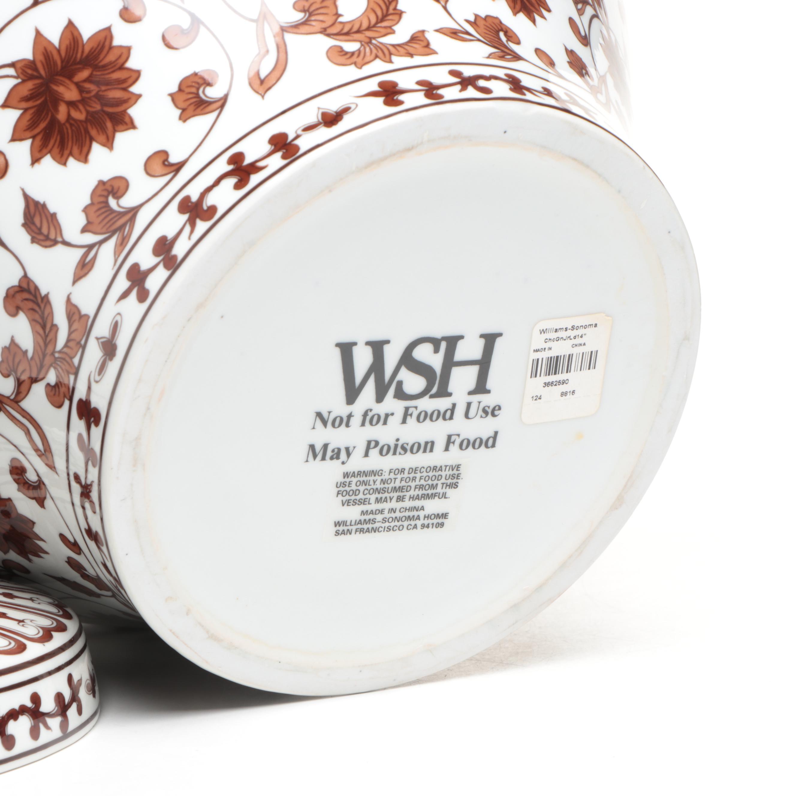 Williams-Sonoma House Russet on White Porcelain Ginger Jar