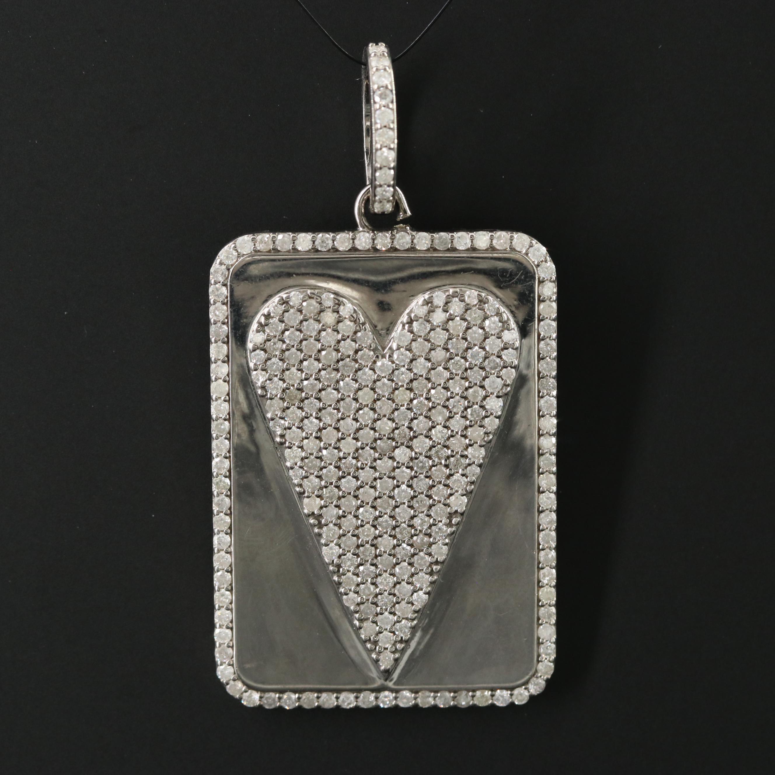 Sheryl Lowe Sterling Diamond Heart Pendant