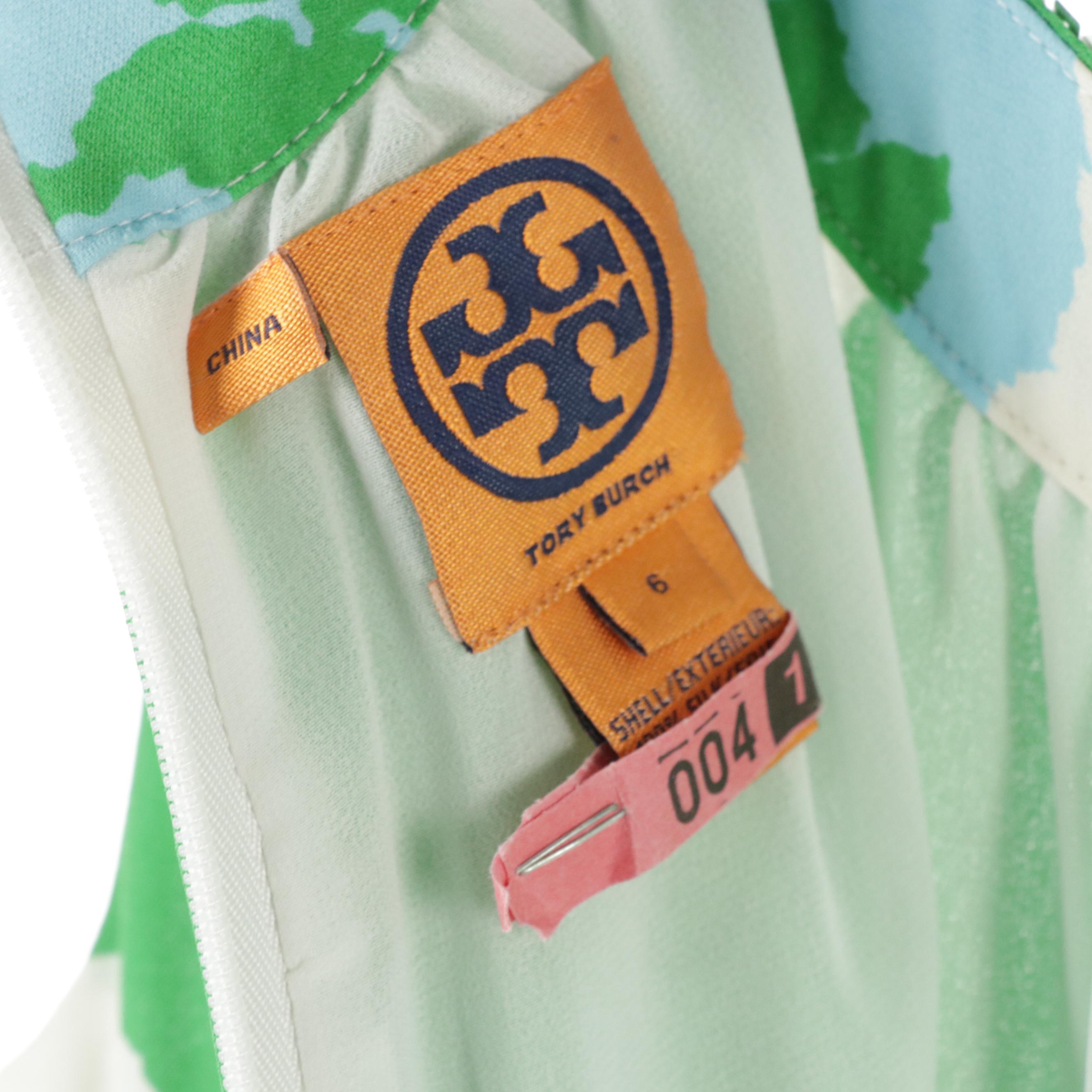 Tory Burch Pailette Sequin Embellished Printed Silk Sleeveless Dress