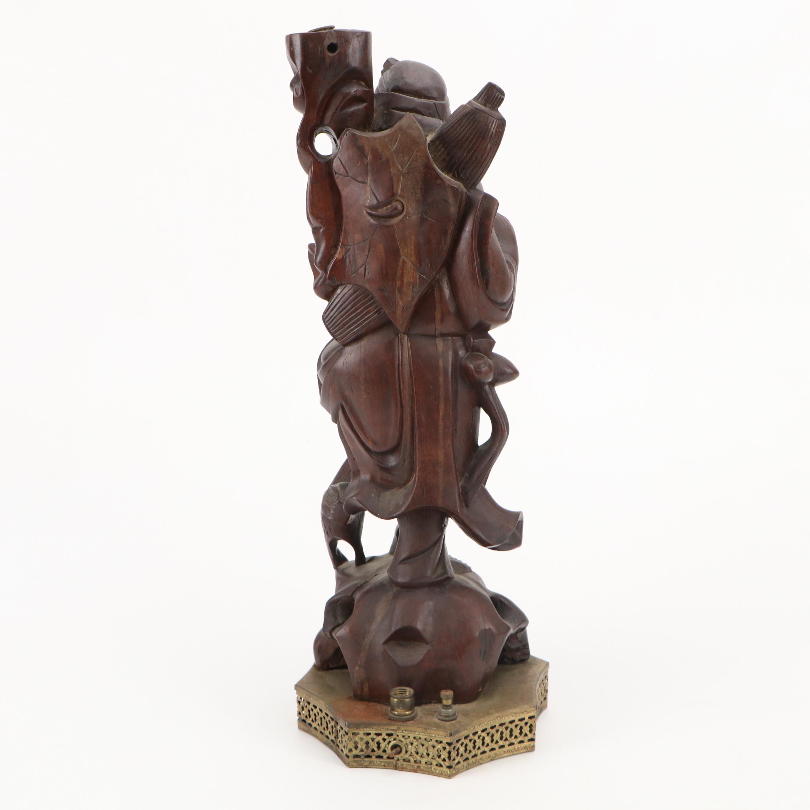 Pair of Chinese Carved Rootwood Figure Table Lamp Bases