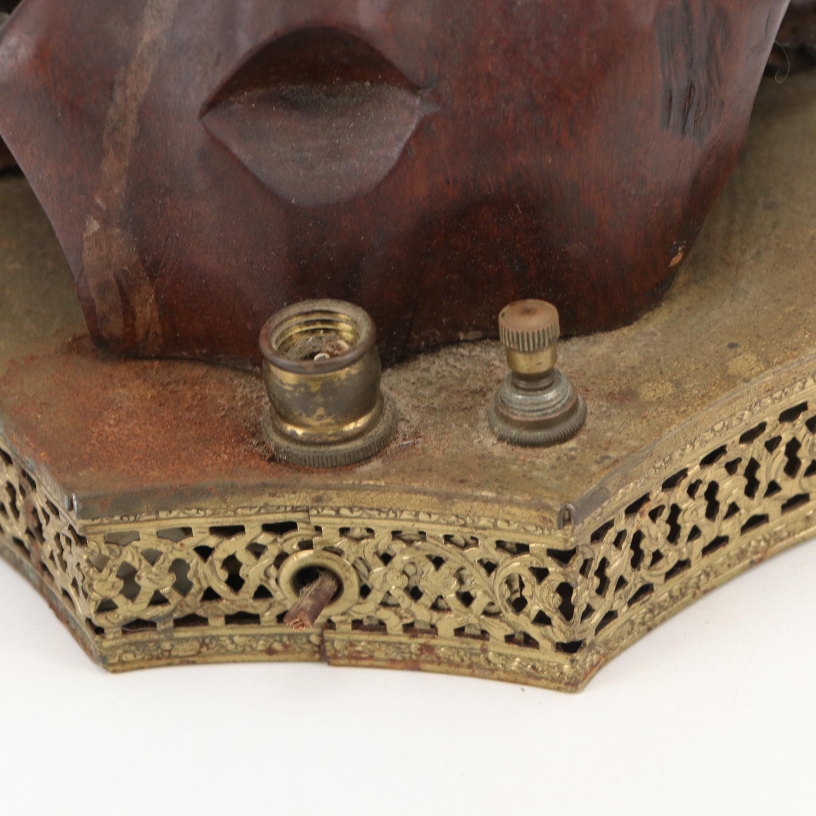 Pair of Chinese Carved Rootwood Figure Table Lamp Bases
