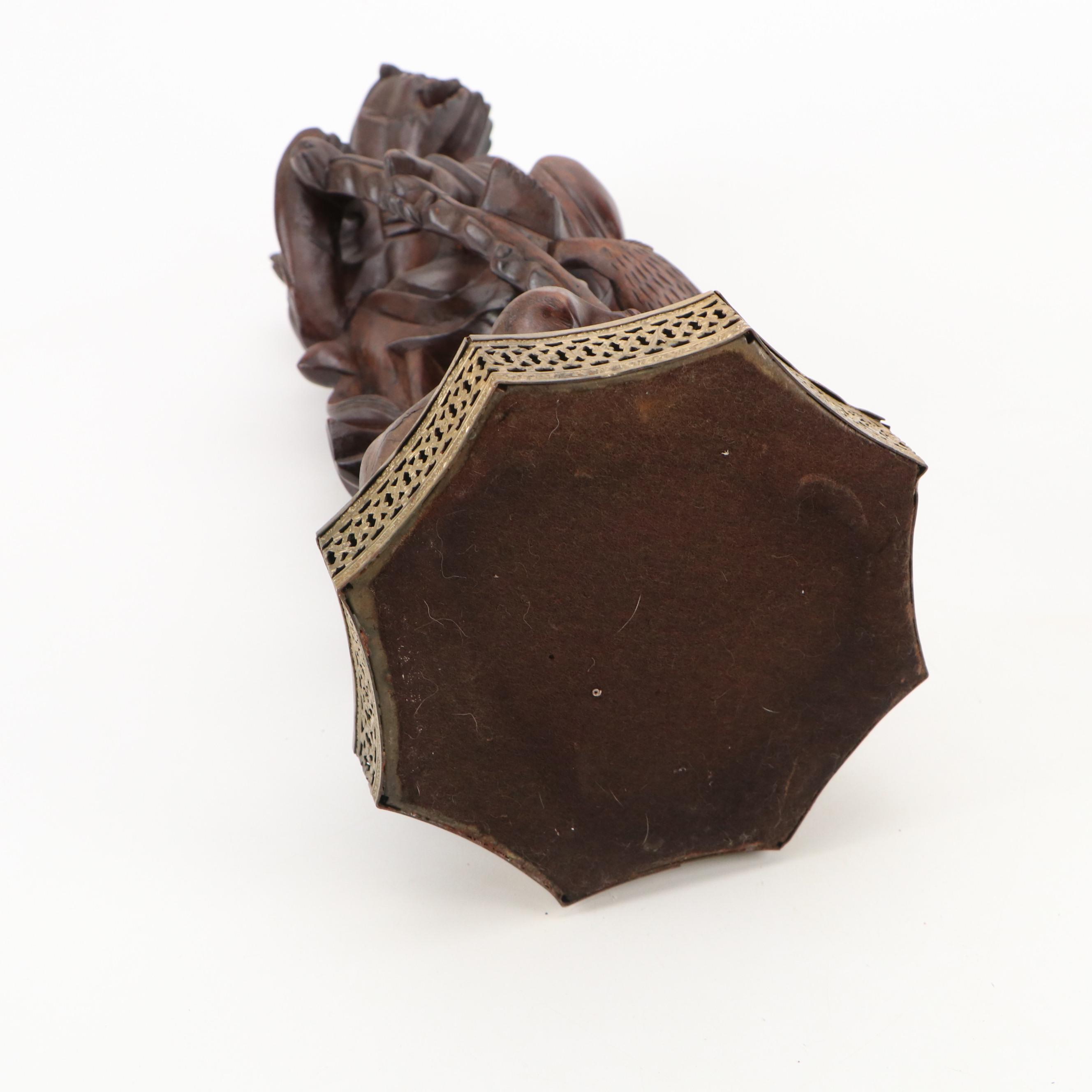 Pair of Chinese Carved Rootwood Figure Table Lamp Bases