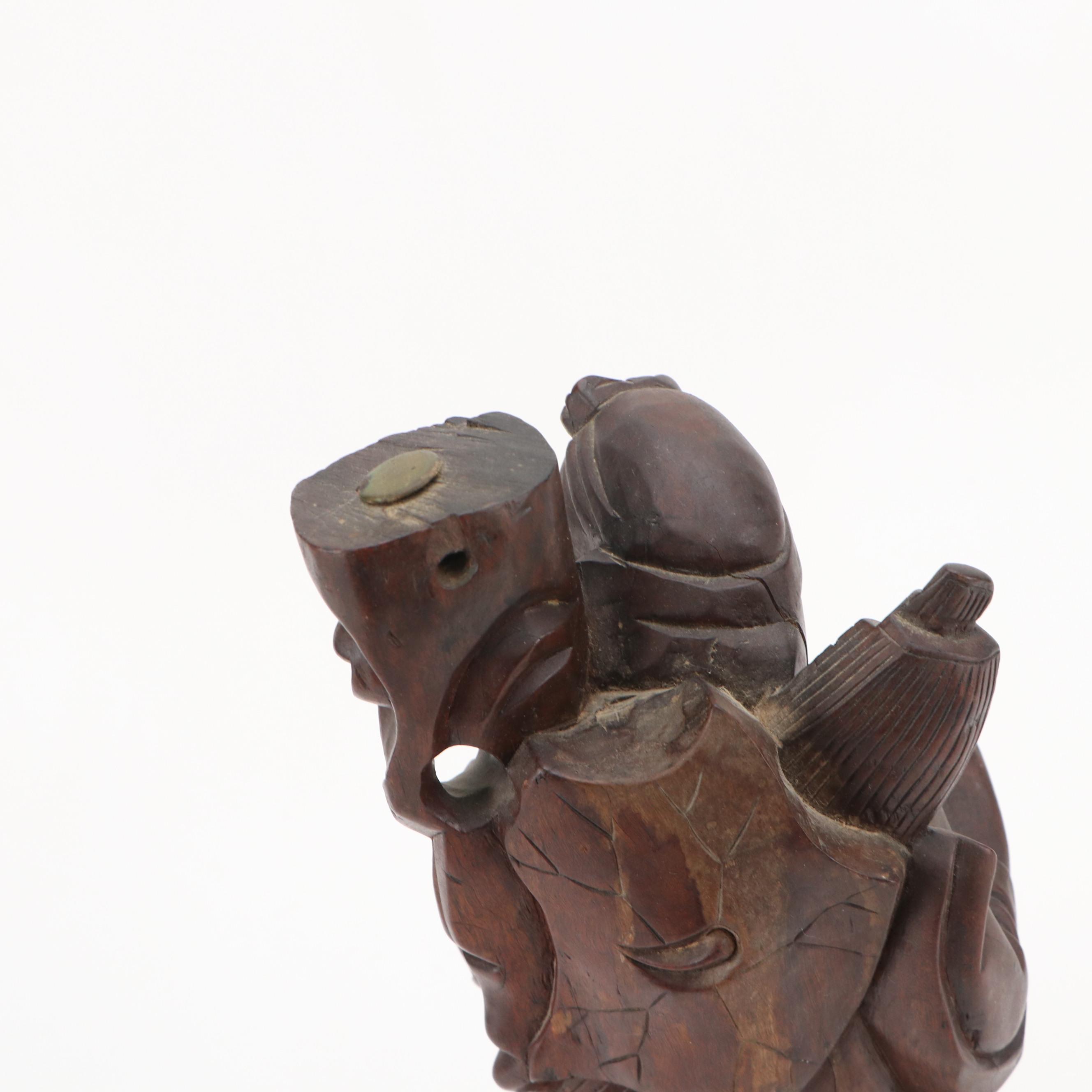 Pair of Chinese Carved Rootwood Figure Table Lamp Bases