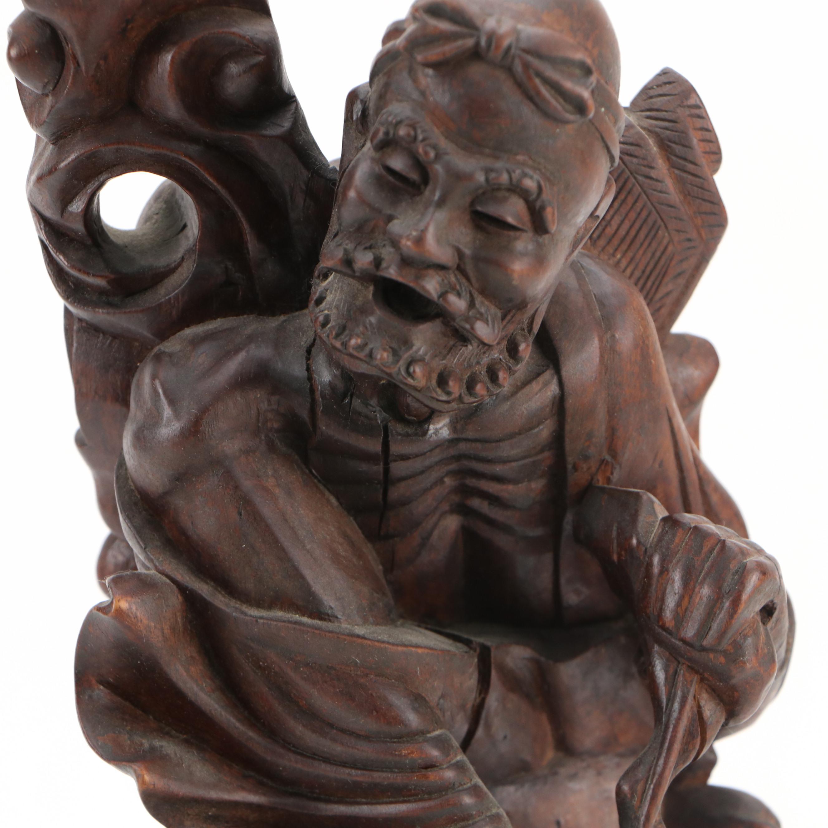 Pair of Chinese Carved Rootwood Figure Table Lamp Bases